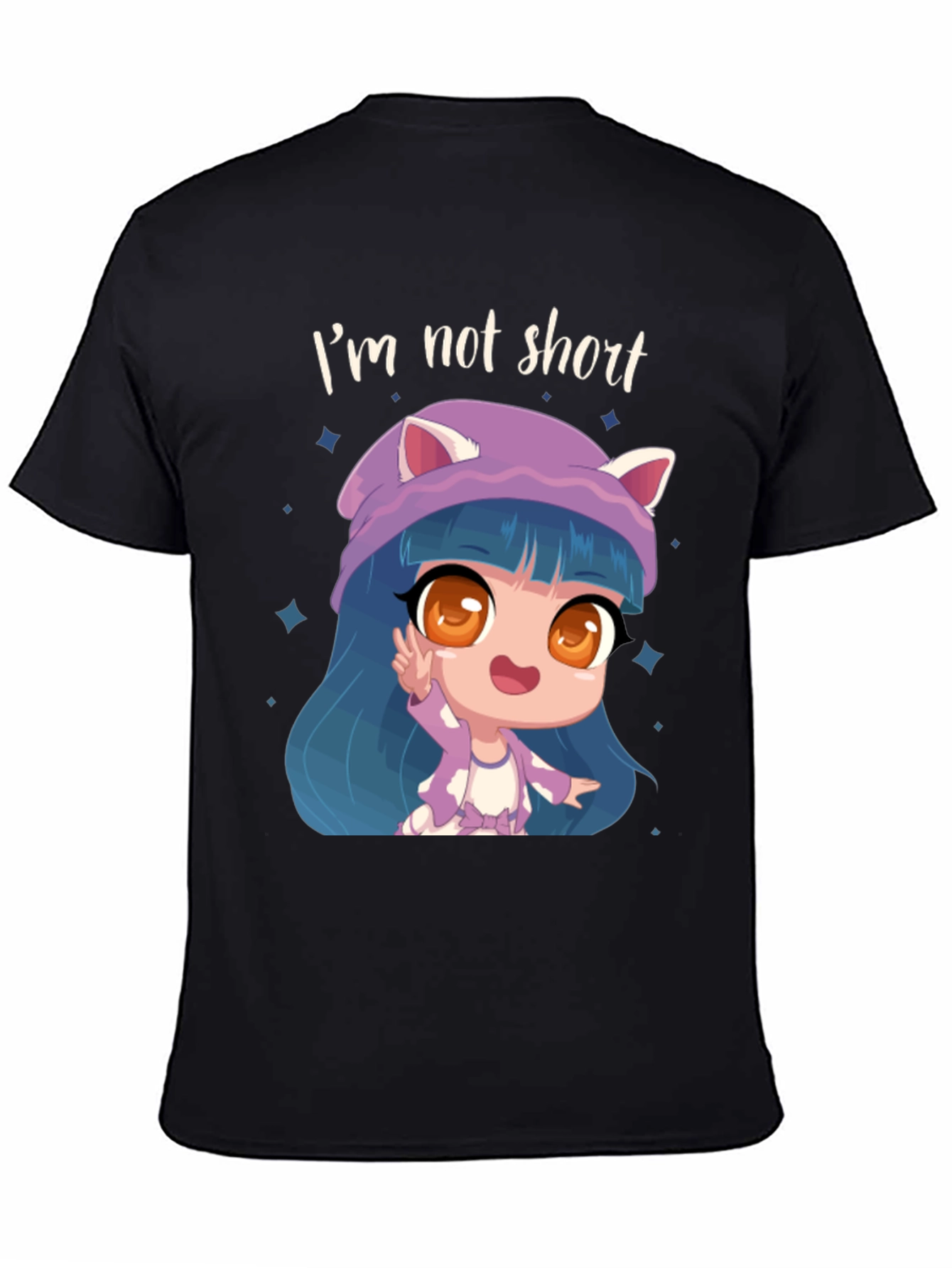 Im Not Short Cartoon Girl Graphic T-Shirt