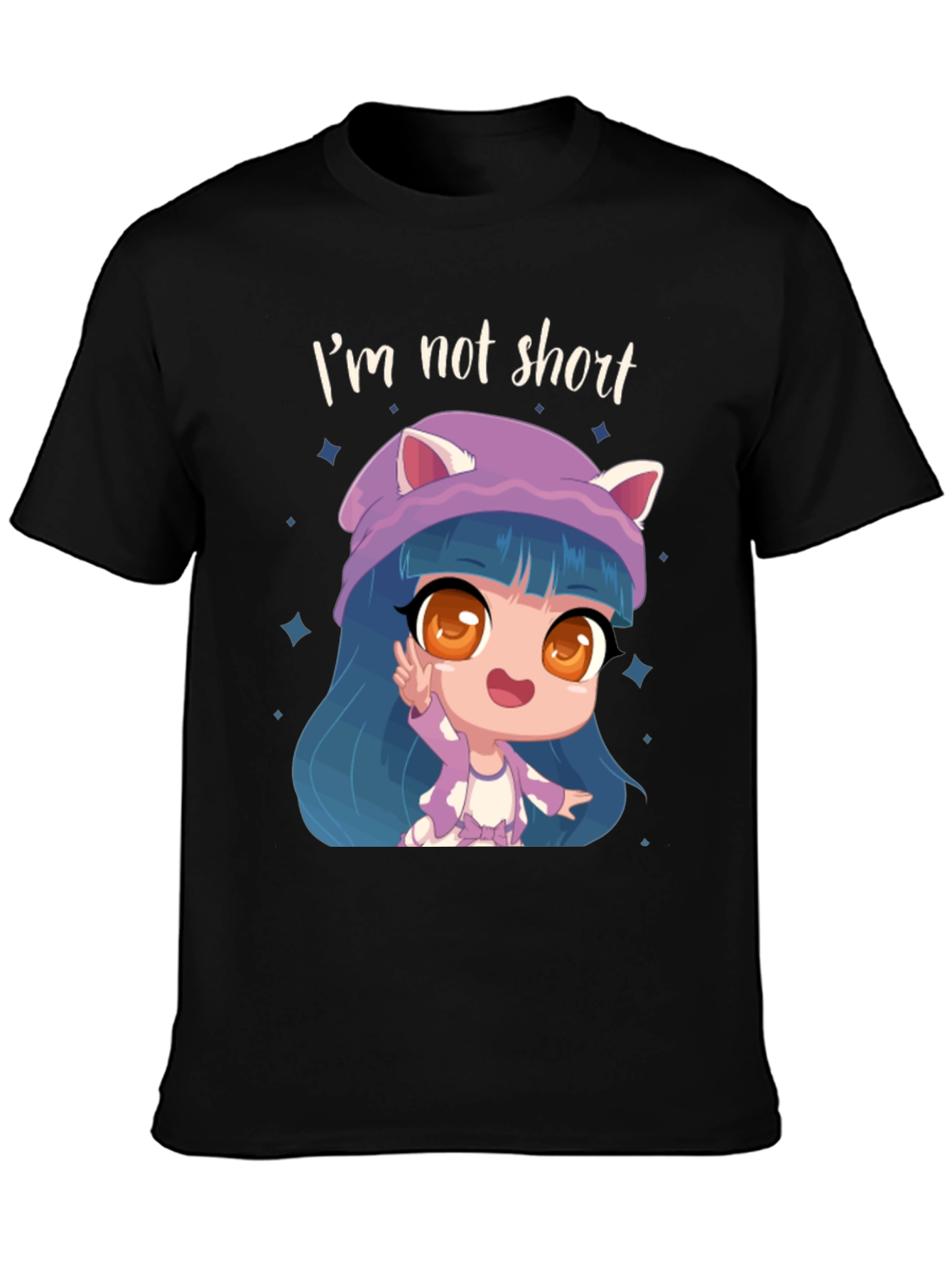 Im Not Short Cartoon Girl Graphic T-Shirt
