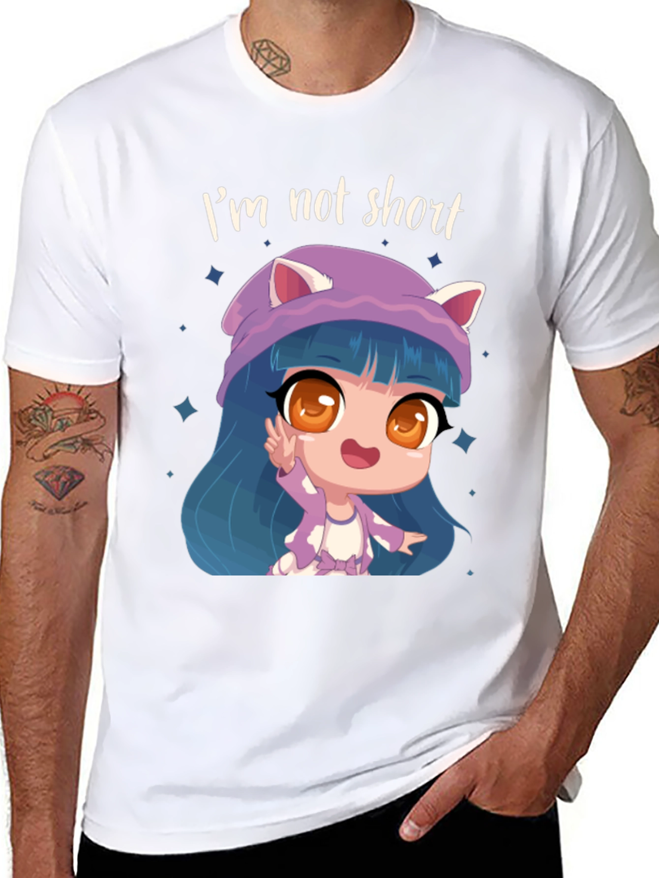 Im Not Short Cartoon Girl Graphic T-Shirt