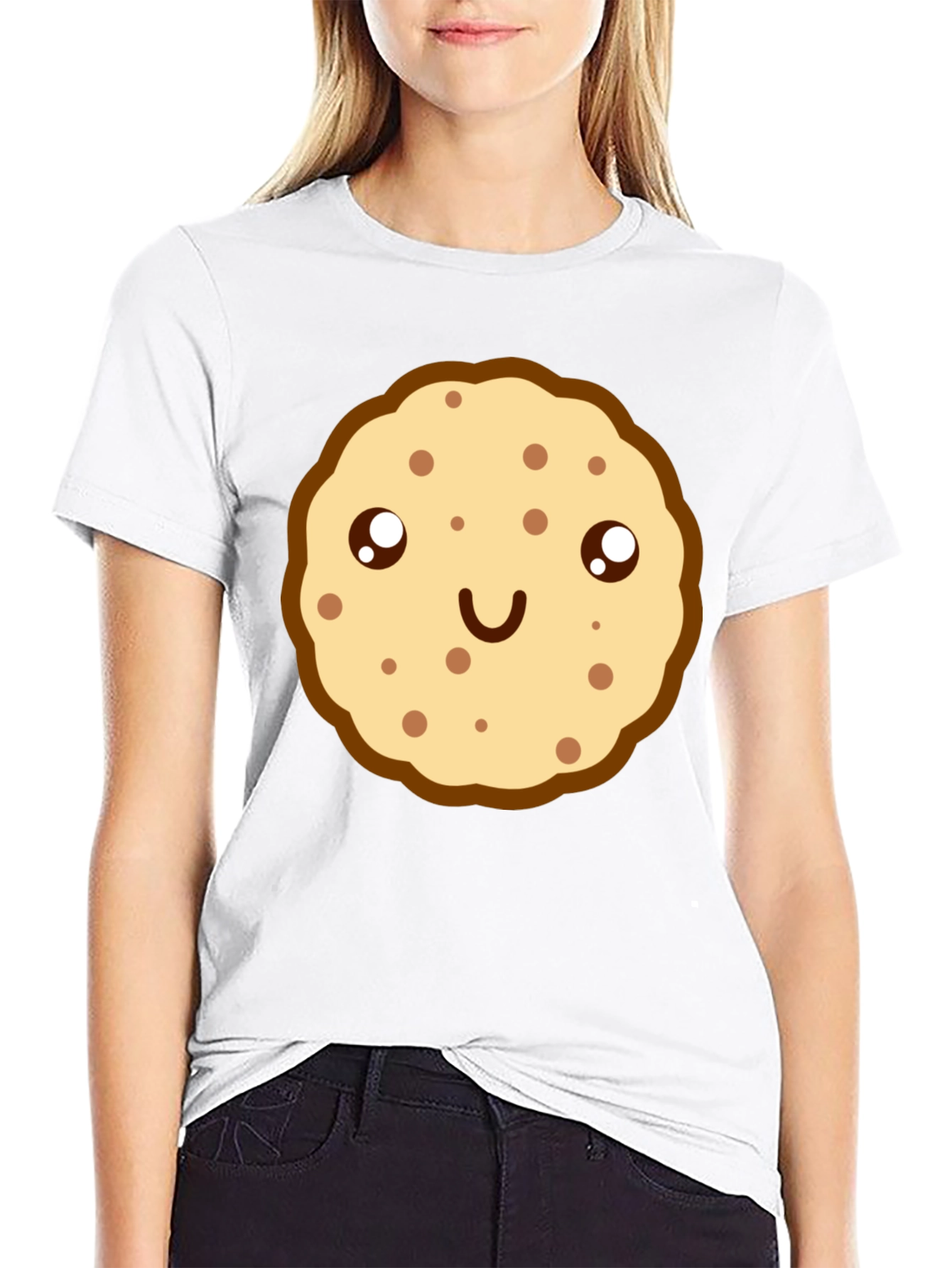 Cute Cookie Graphic Black T-Shirt