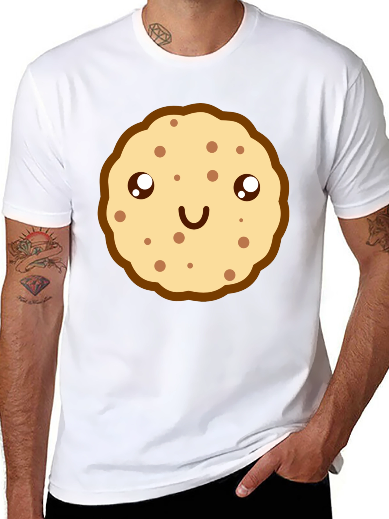 Cute Cookie Graphic Black T-Shirt