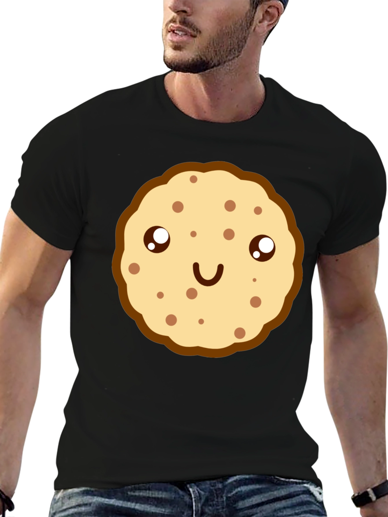 Cute Cookie Graphic Black T-Shirt