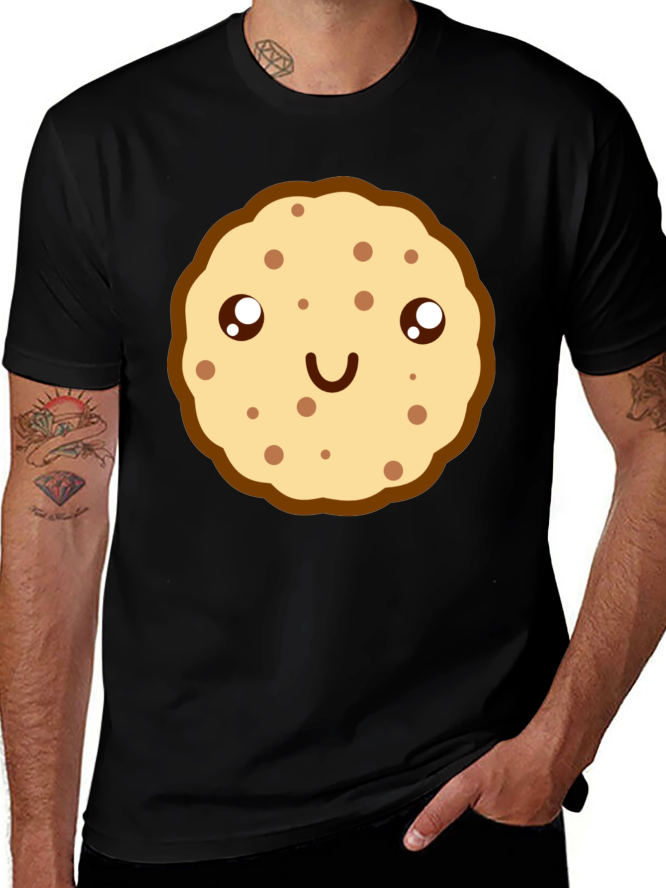 Cute Cookie Graphic Black T-Shirt