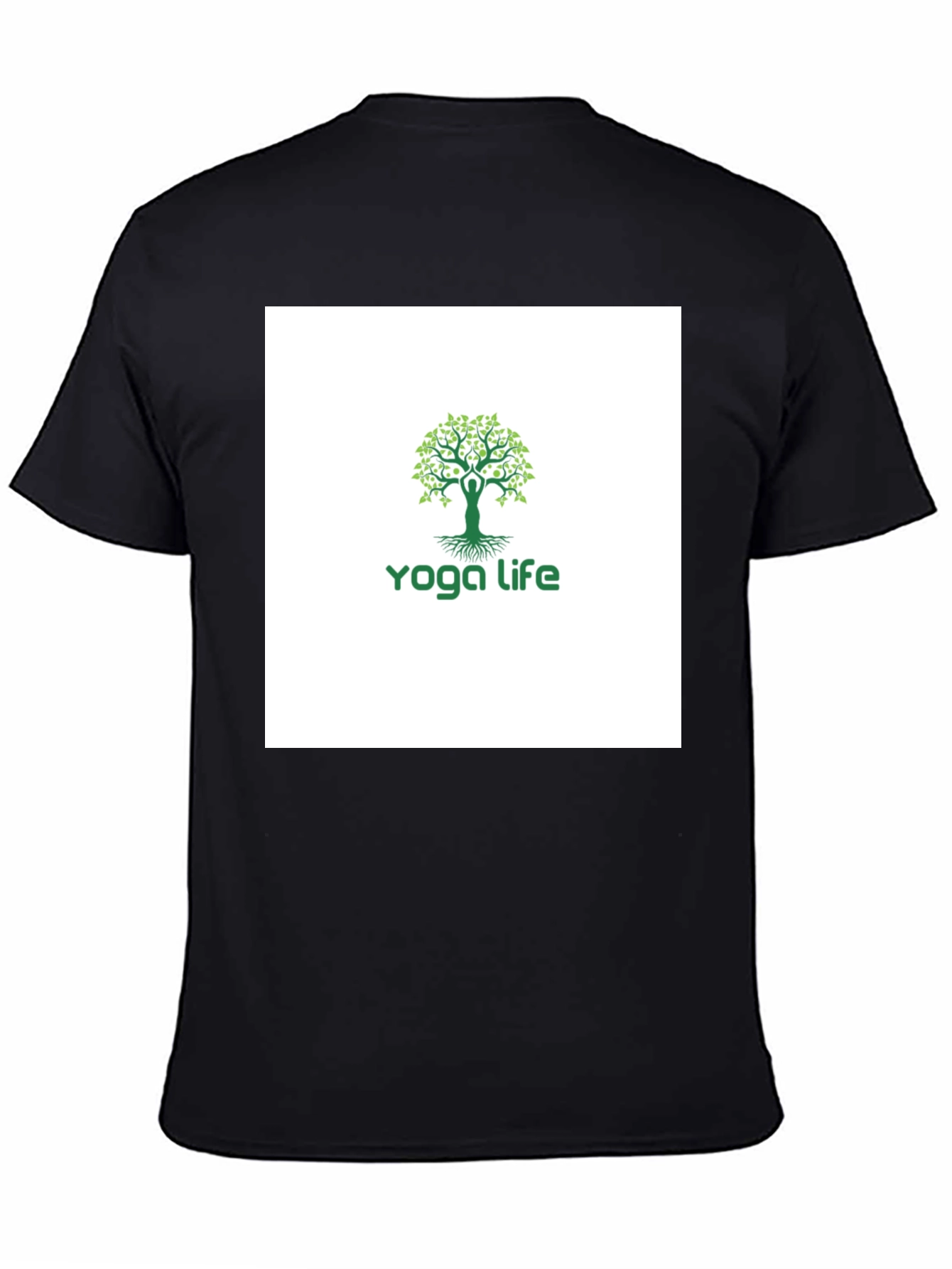 Yoga Life Tree T-Shirt - Black Cotton