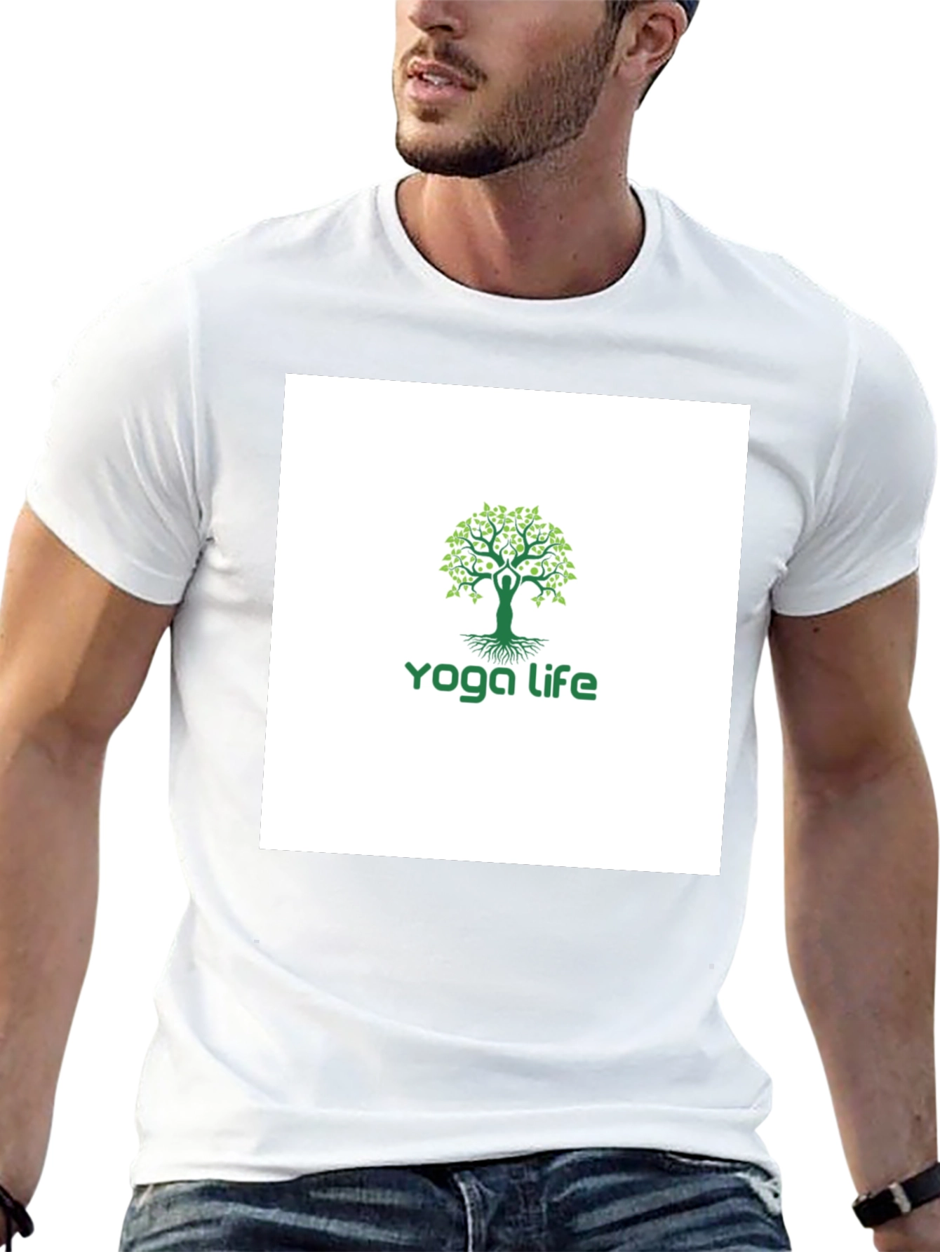 Yoga Life Tree T-Shirt - Black Cotton