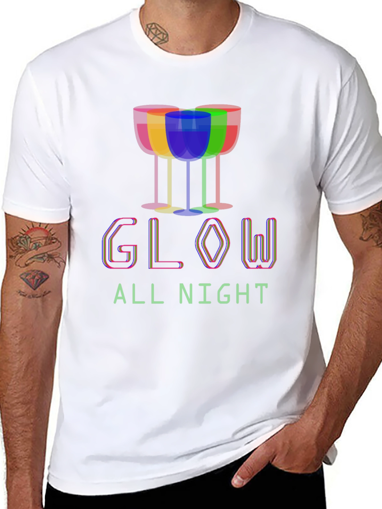 Glow All Night Graphic Tee - Party Shirt