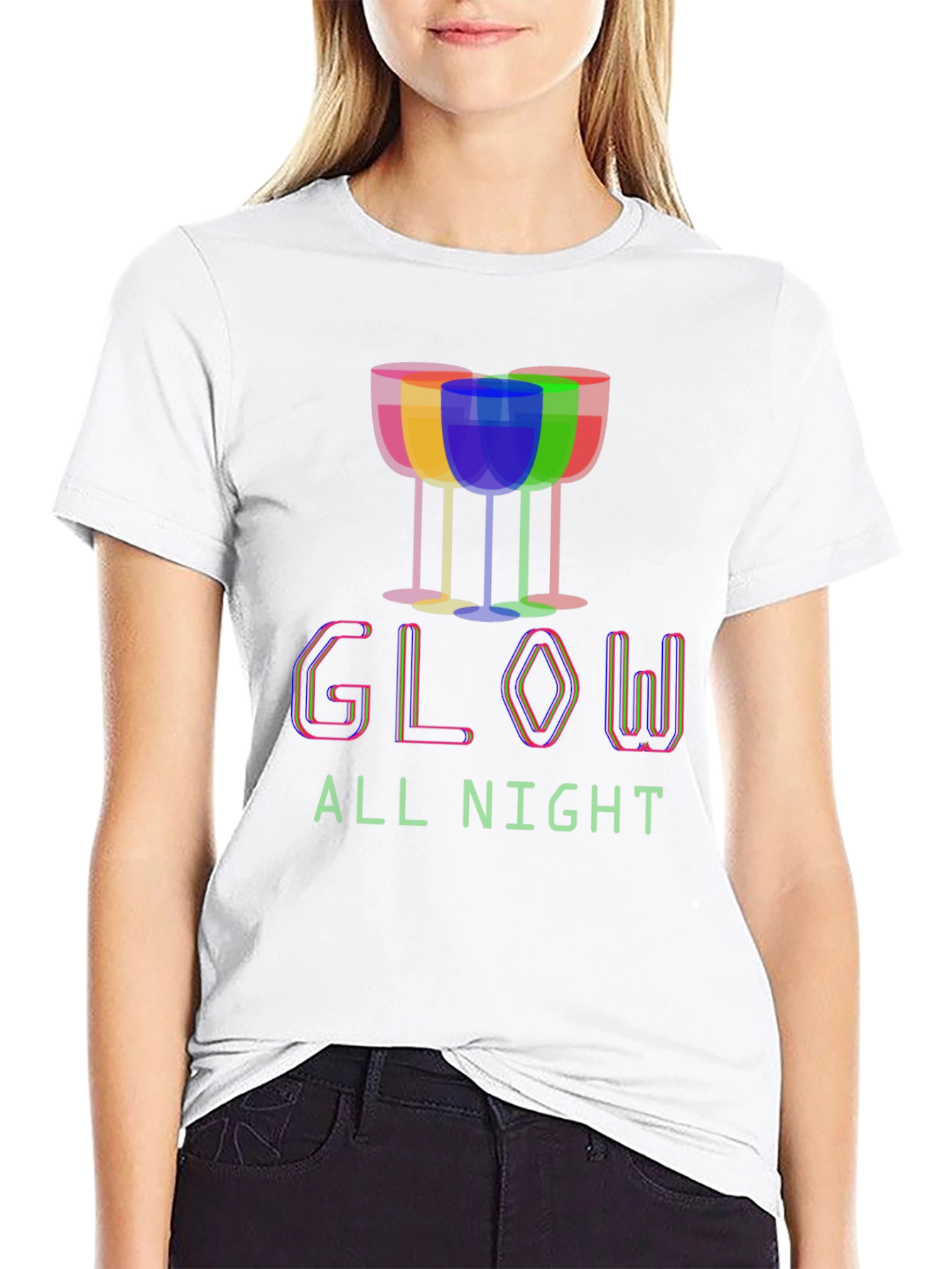 Glow All Night Graphic Tee - Party Shirt