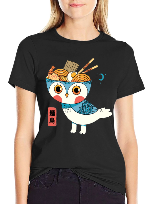 Ramen Owl Graphic Tee - Unique Japanese Style T-Shirt
