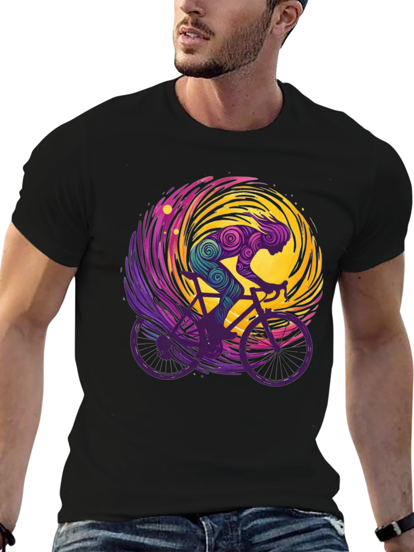 Cosmic Cyclist Tee - Unique Graphic Design