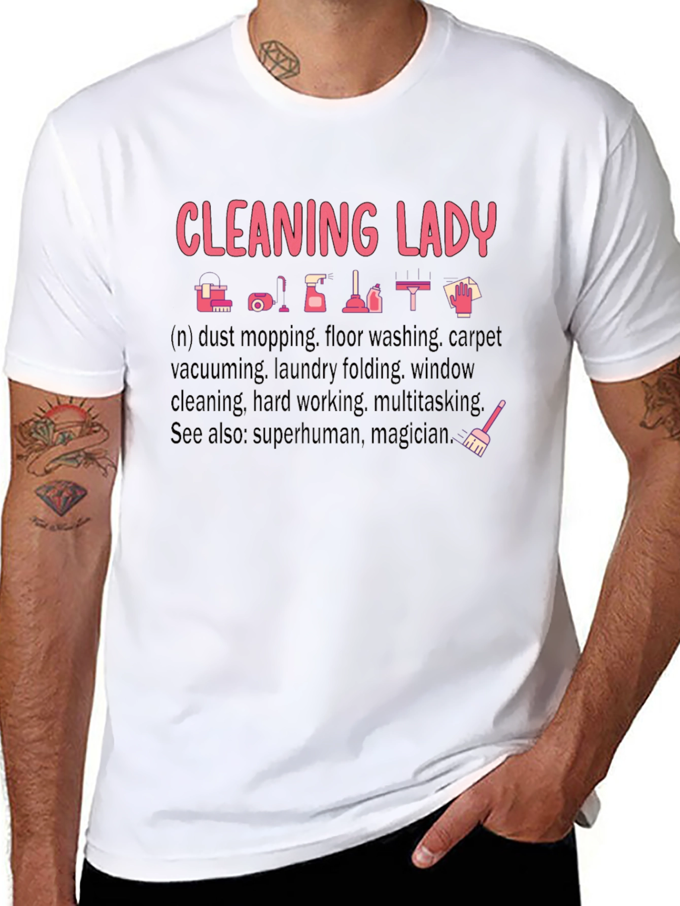 Cleaning Lady Graphic T-Shirt - Black