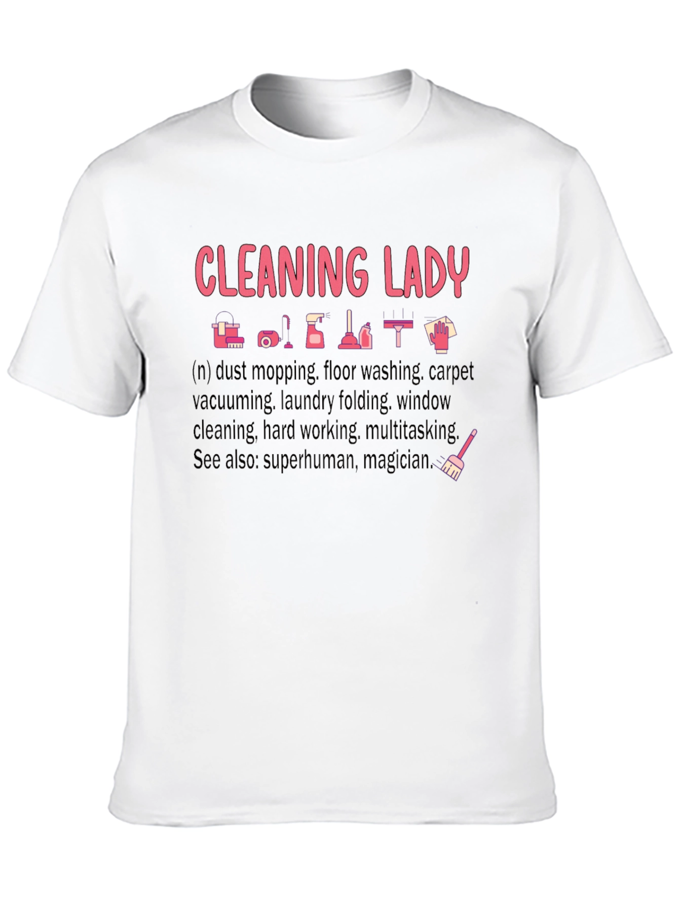 Cleaning Lady Graphic T-Shirt - Black