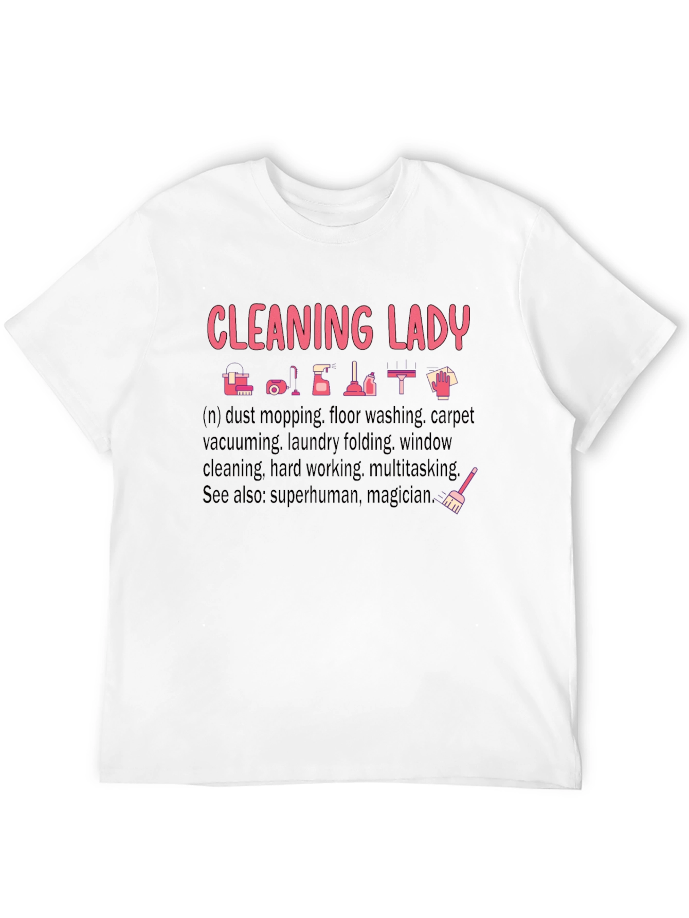 Cleaning Lady Graphic T-Shirt - Black