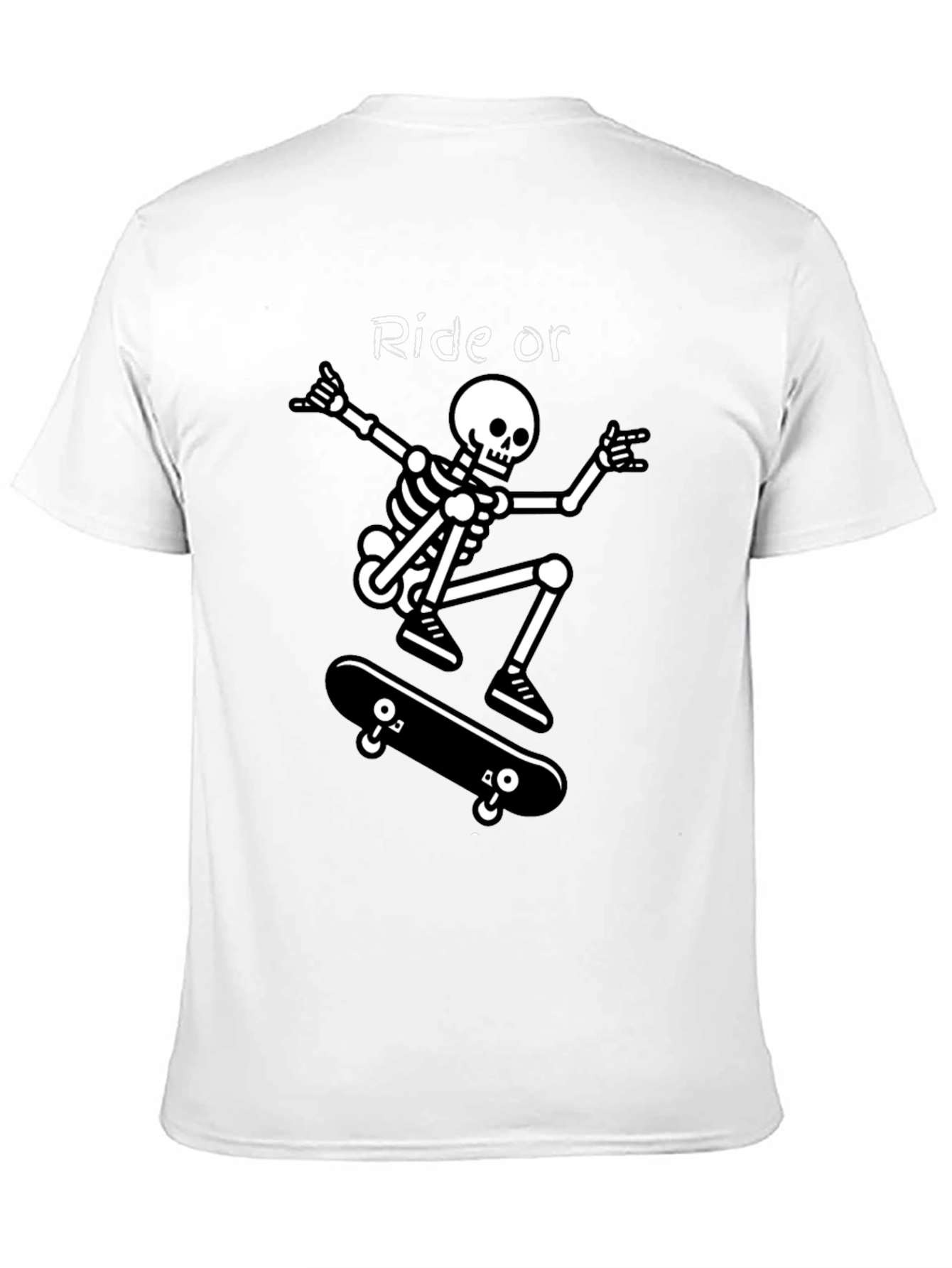Ride or Die Skeleton Skateboarder Graphic Tee