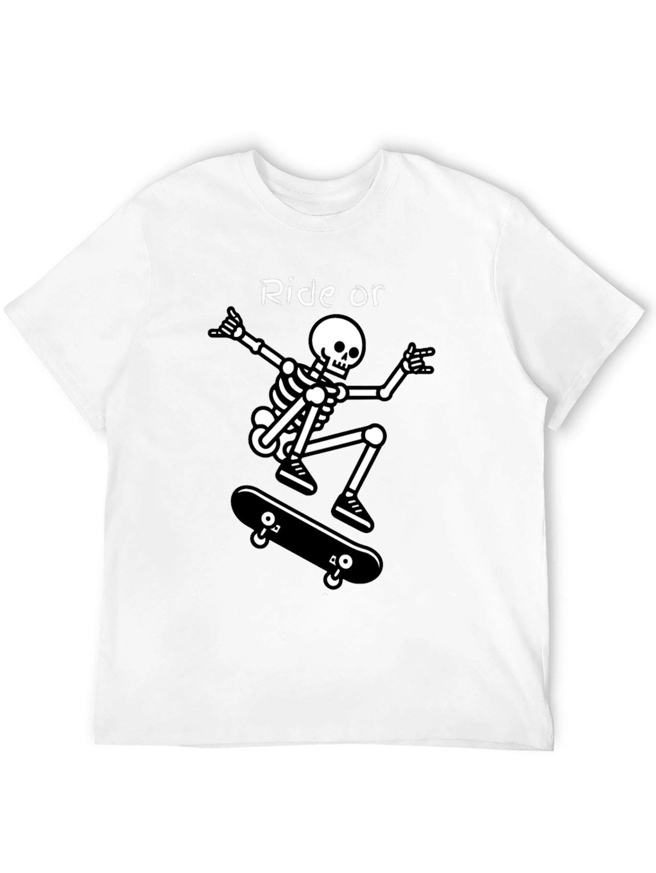 Ride or Die Skeleton Skateboarder Graphic Tee