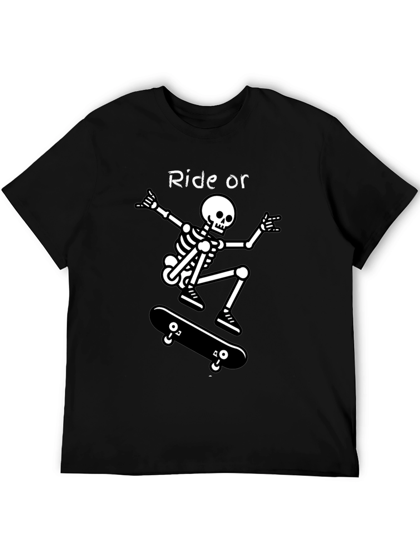 Ride or Die Skeleton Skateboarder Graphic Tee
