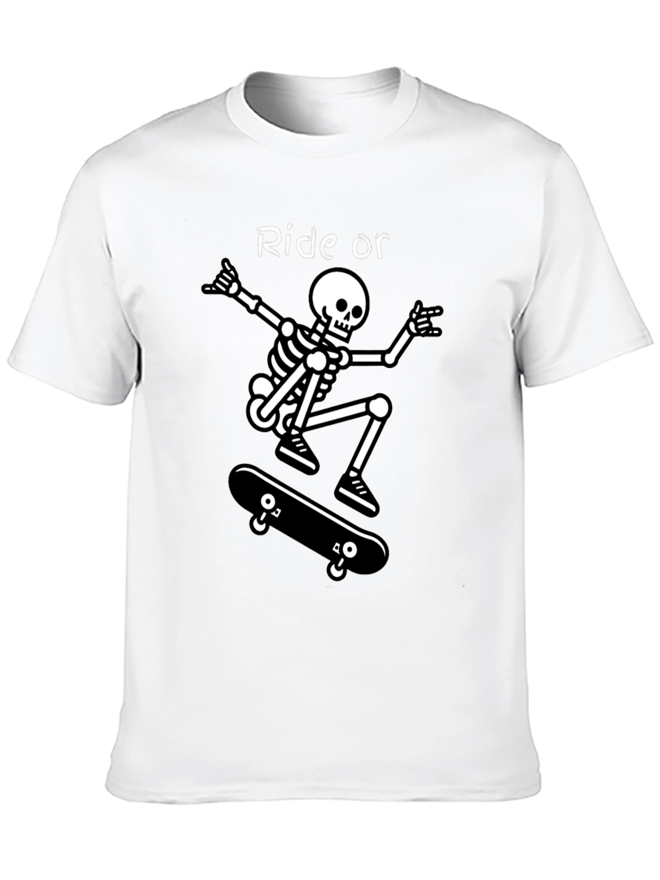 Ride or Die Skeleton Skateboarder Graphic Tee