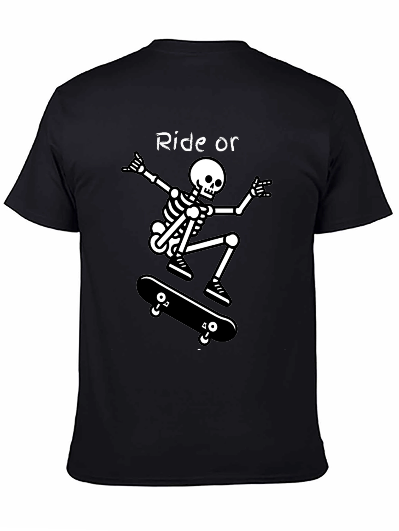 Ride or Die Skeleton Skateboarder Graphic Tee