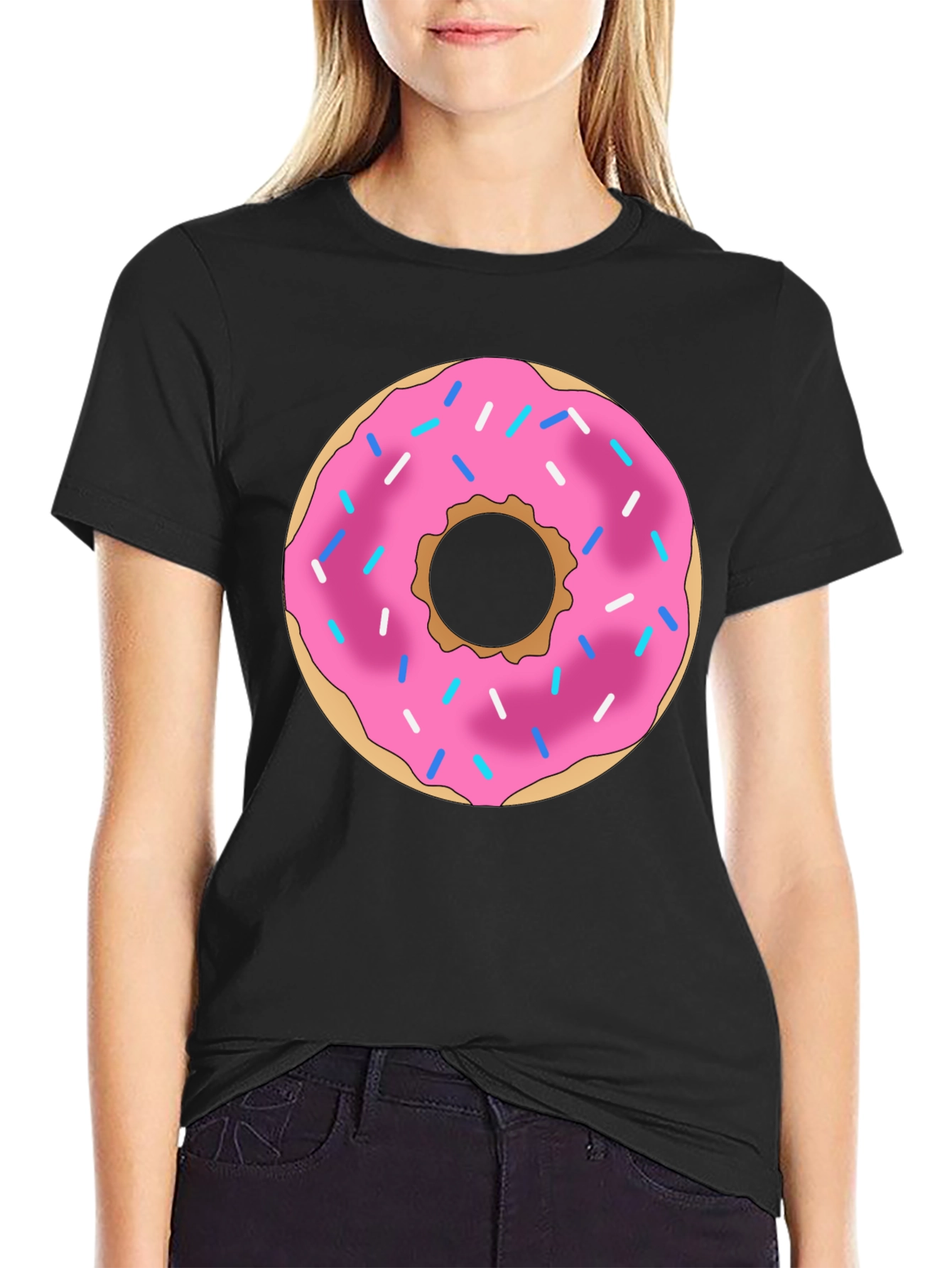 Donut Graphic Black T-Shirt Casual Wear