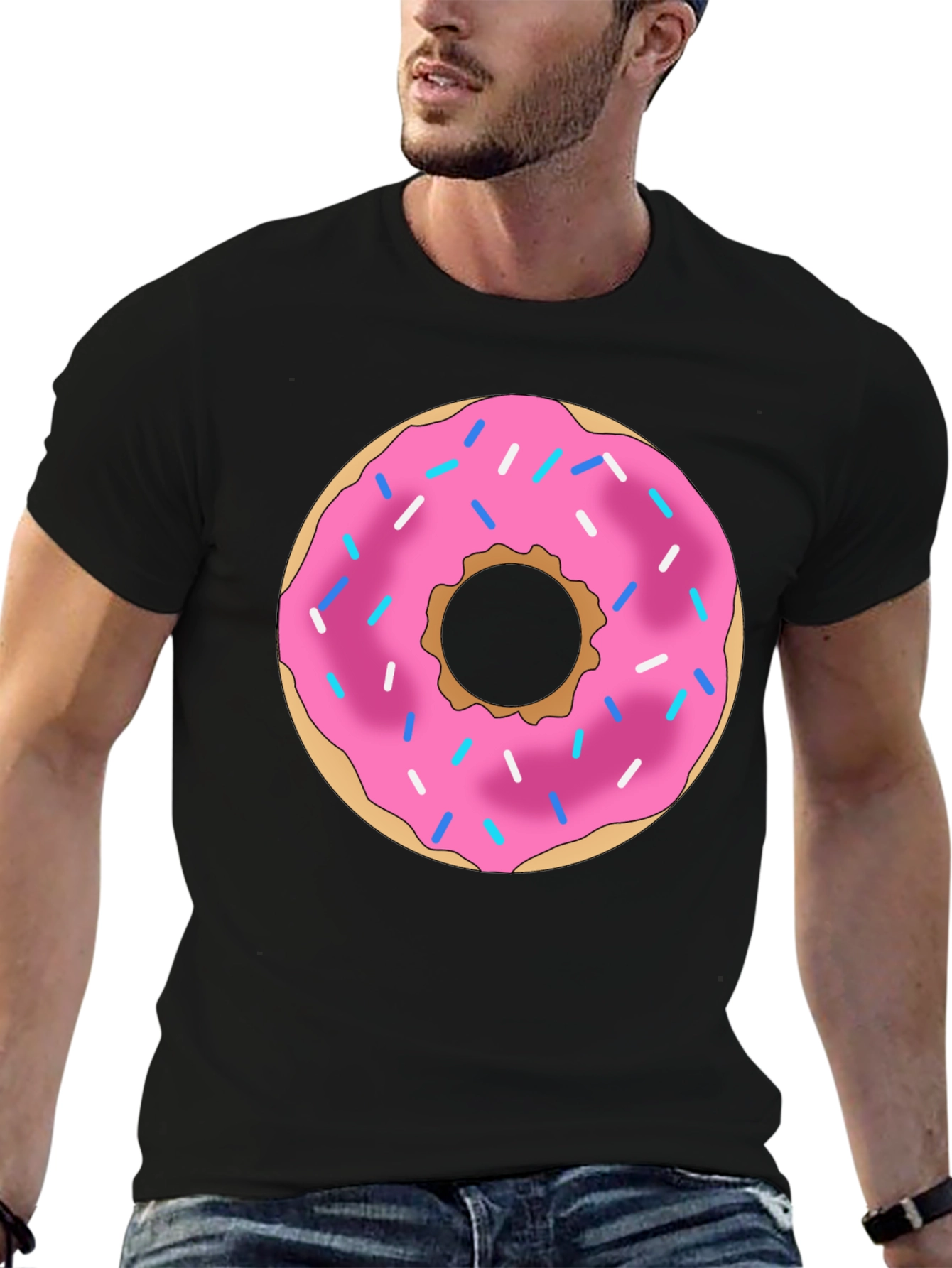 Donut Graphic Black T-Shirt Casual Wear