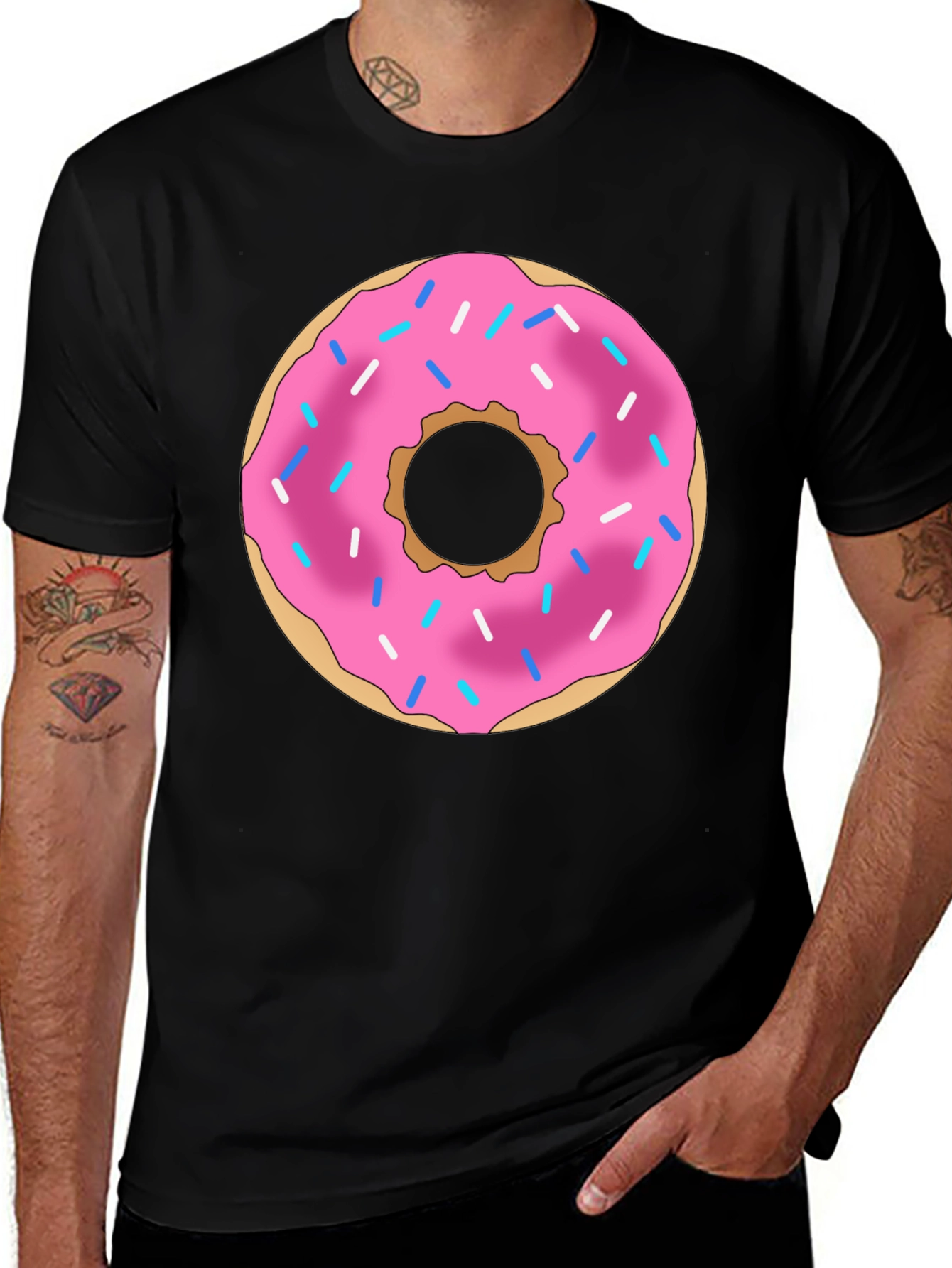 Donut Graphic Black T-Shirt Casual Wear
