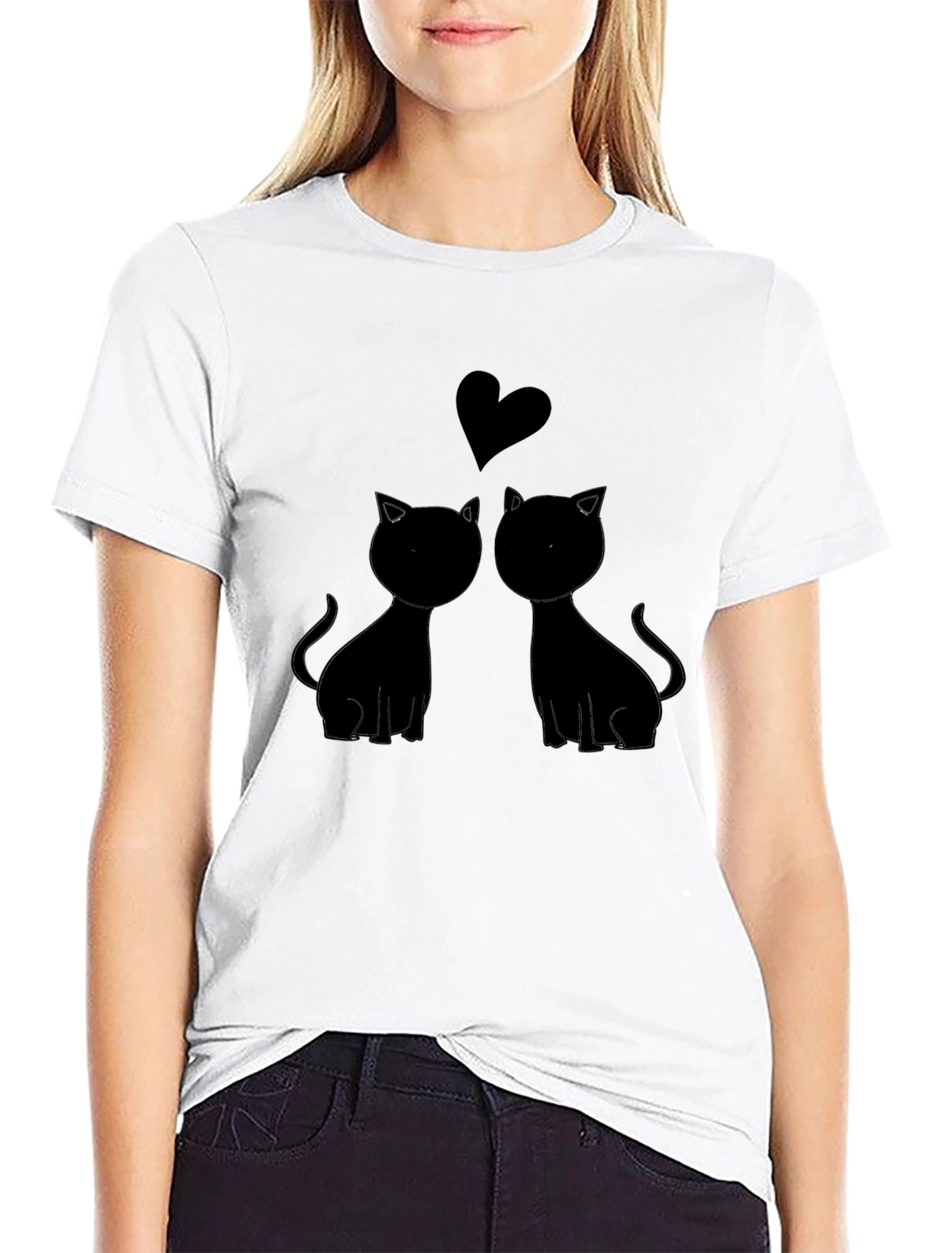 Cats in Love Black T-Shirt