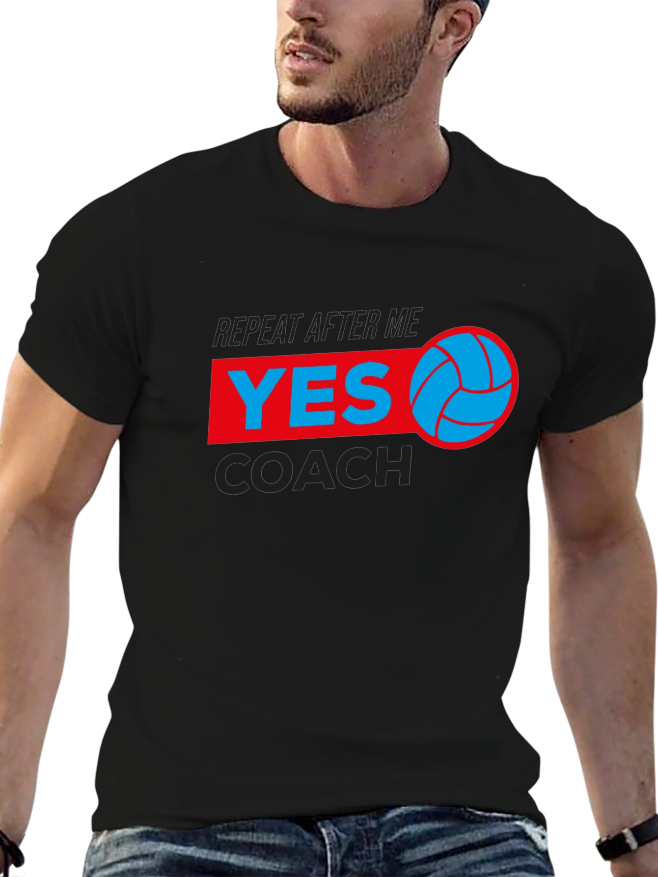 Volleyball Yes Coach T-Shirt - Black Graphic Tee