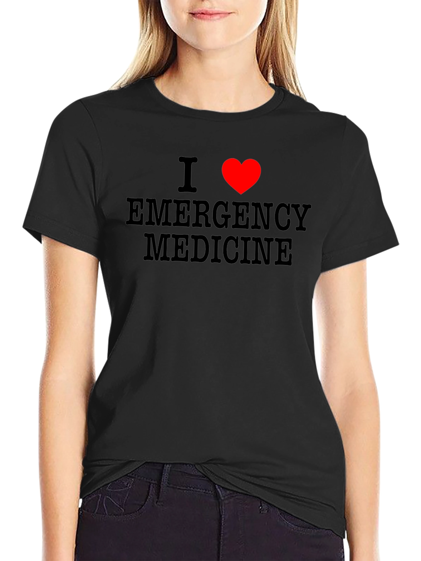 I Love Emergency Medicine Black T-Shirt