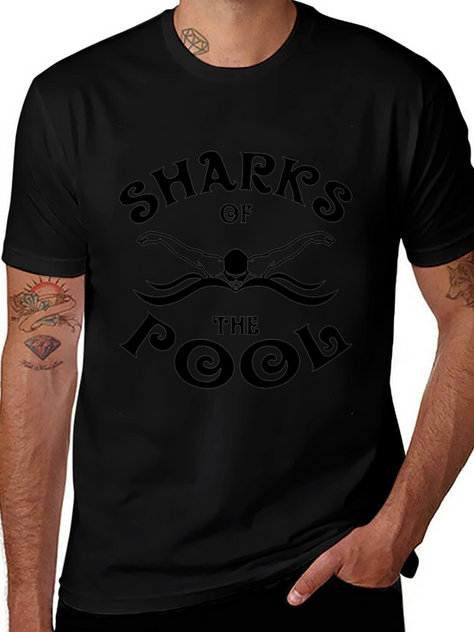 Sharks of the Pool Graphic T-Shirt - Mens Black Tee