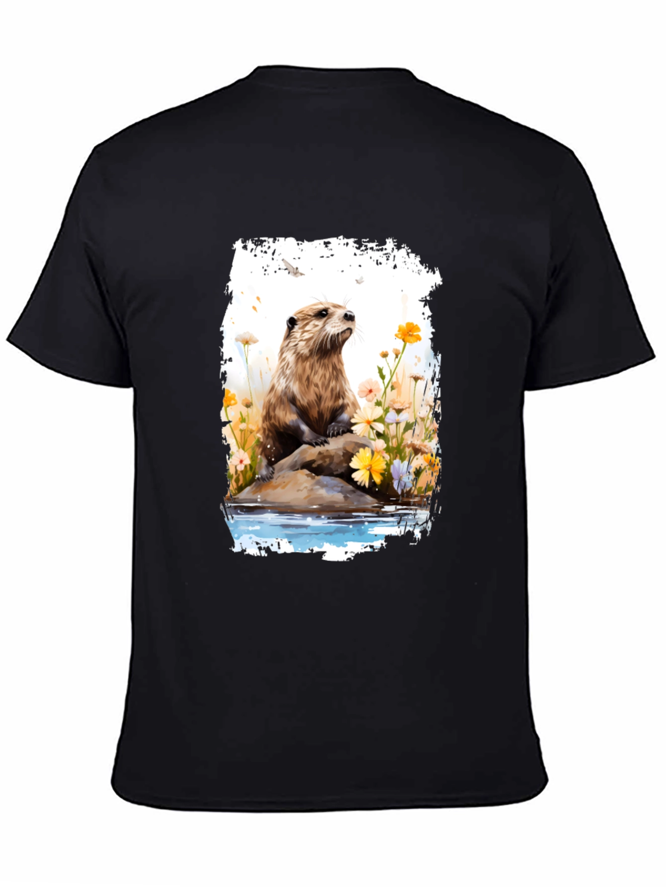 Otter in Bloom T-Shirt - Nature Inspired Tee