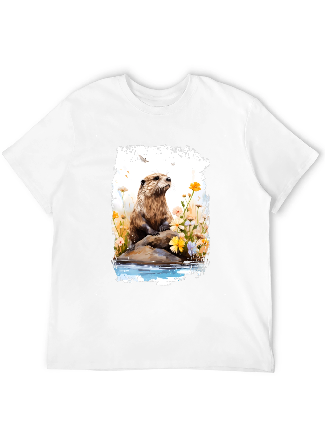 Otter in Bloom T-Shirt - Nature Inspired Tee