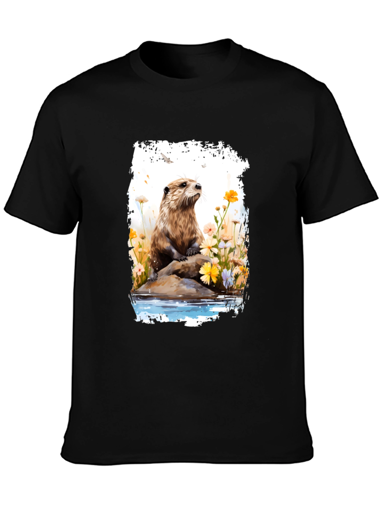 Otter in Bloom T-Shirt - Nature Inspired Tee