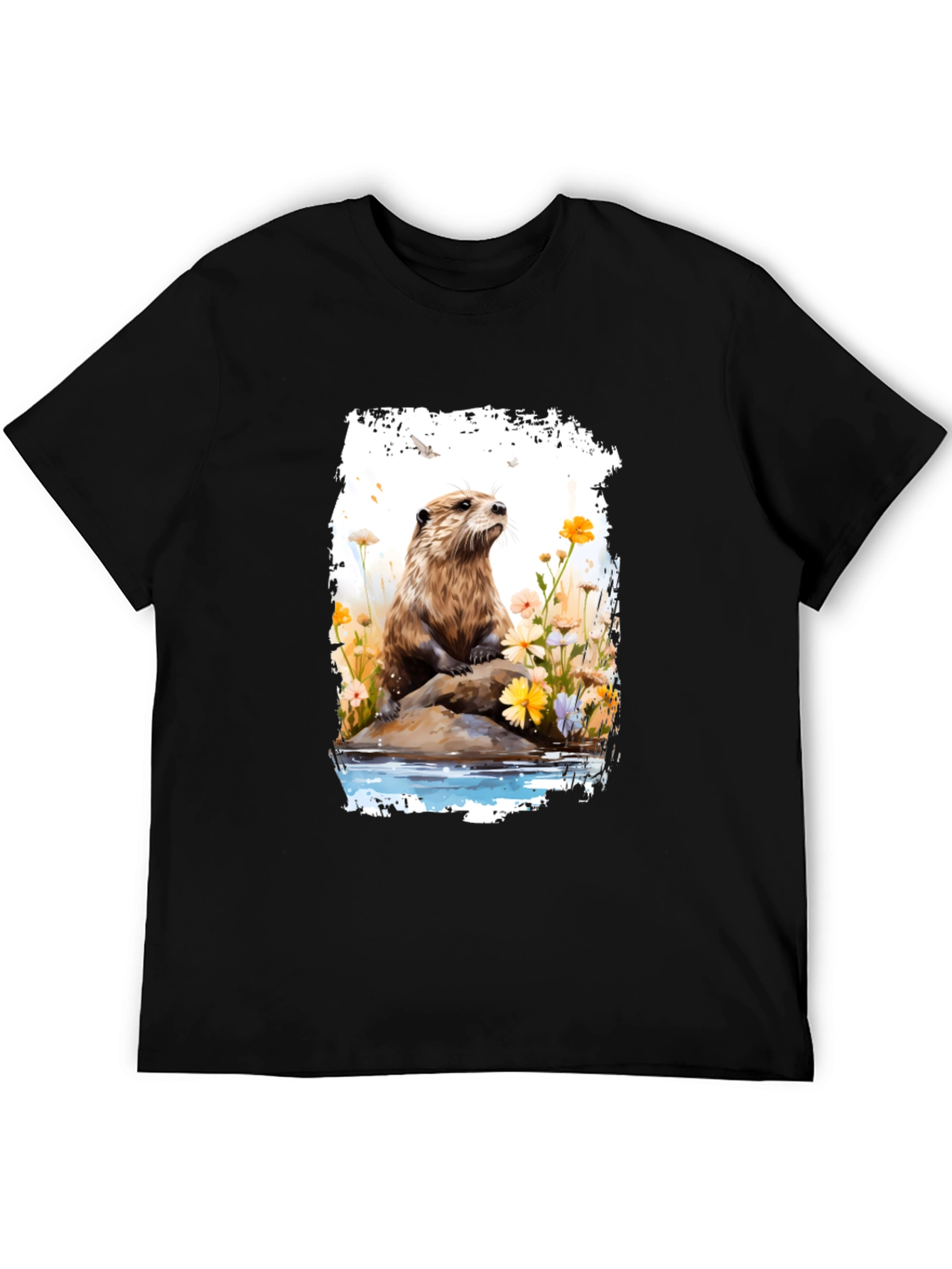 Otter in Bloom T-Shirt - Nature Inspired Tee