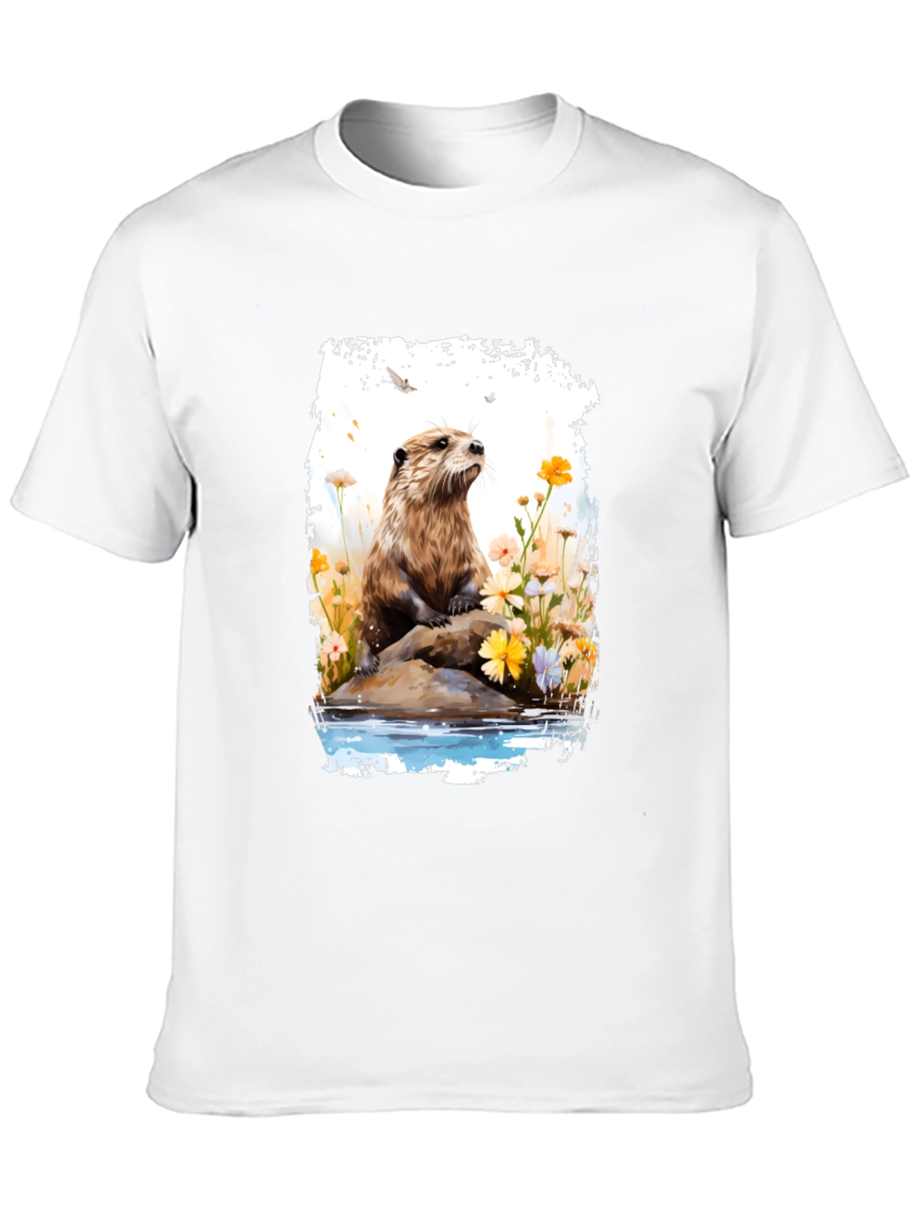 Otter in Bloom T-Shirt - Nature Inspired Tee