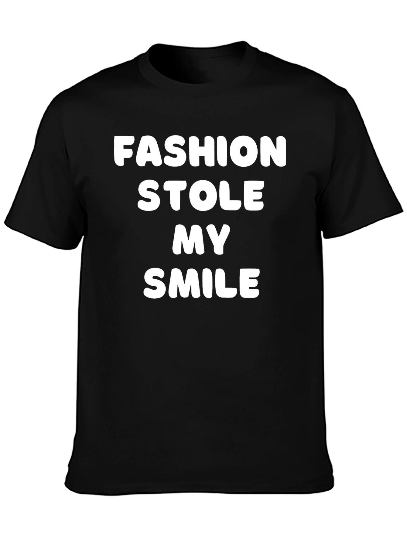 Fashion Stole My Smile Graphic Tee - Black