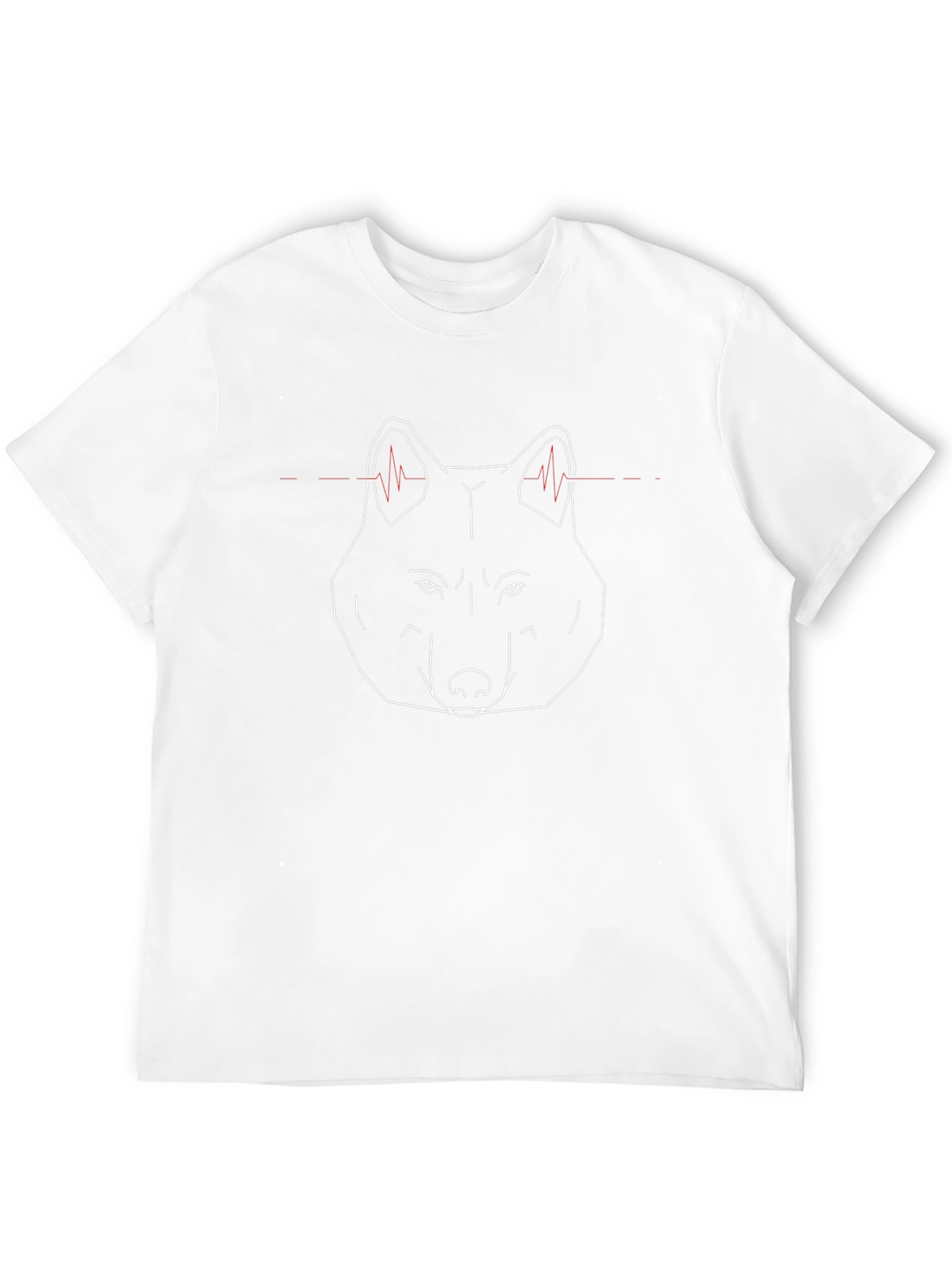 Geometric Wolf Head Graphic Tee - Black