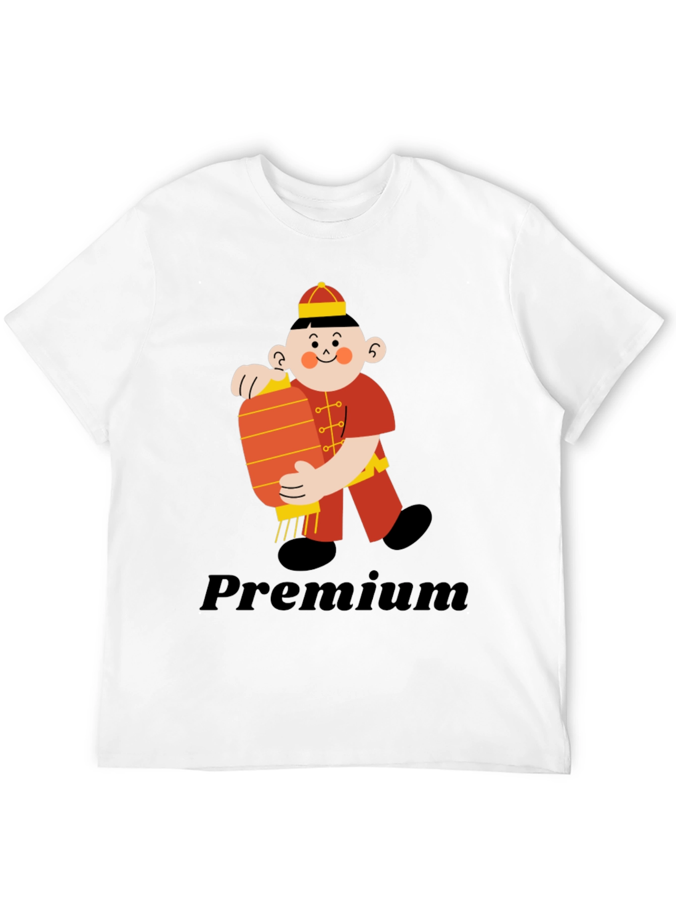 Premium Black T-Shirt with Chinese Boy Graphic