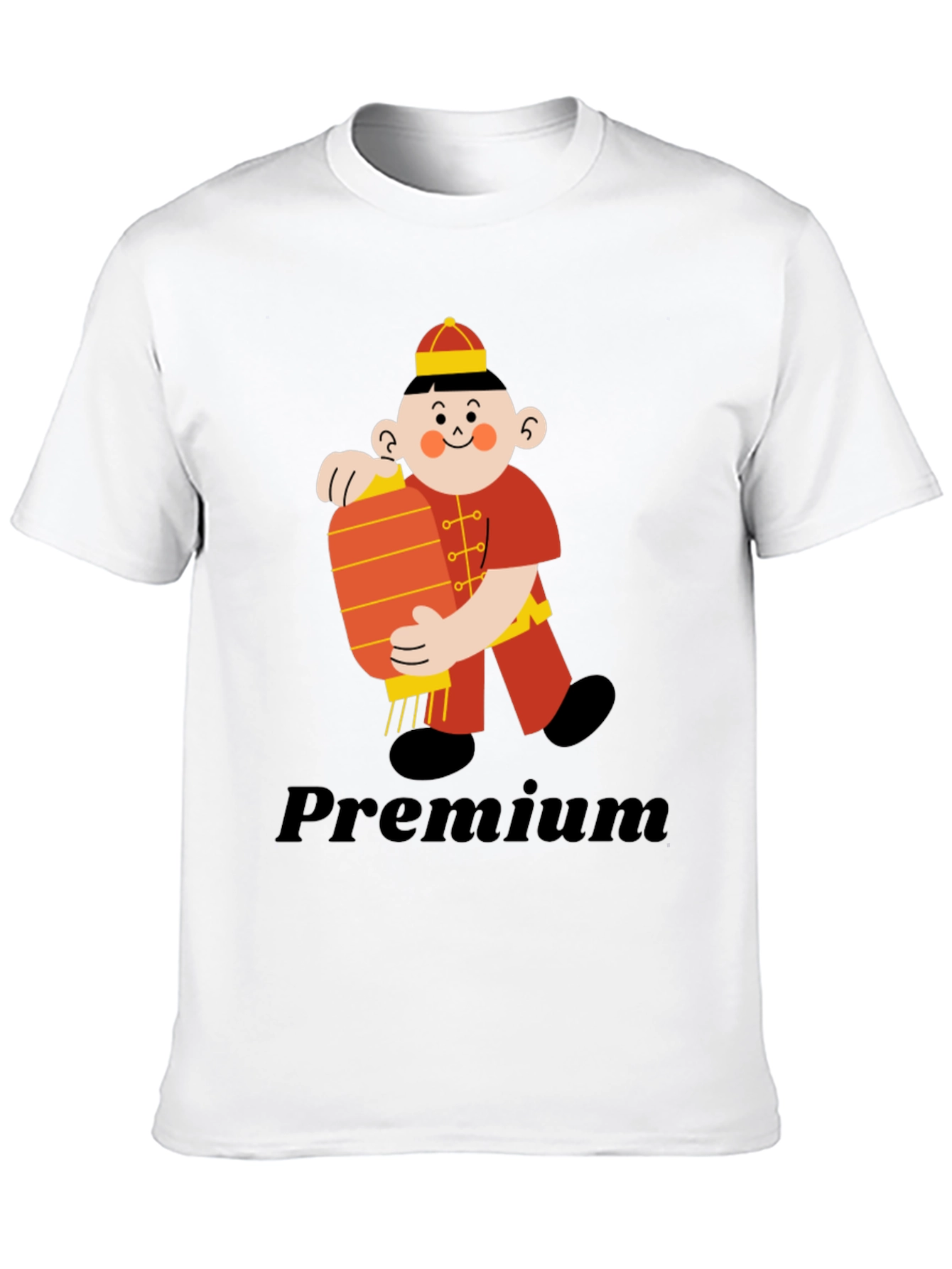 Premium Black T-Shirt with Chinese Boy Graphic