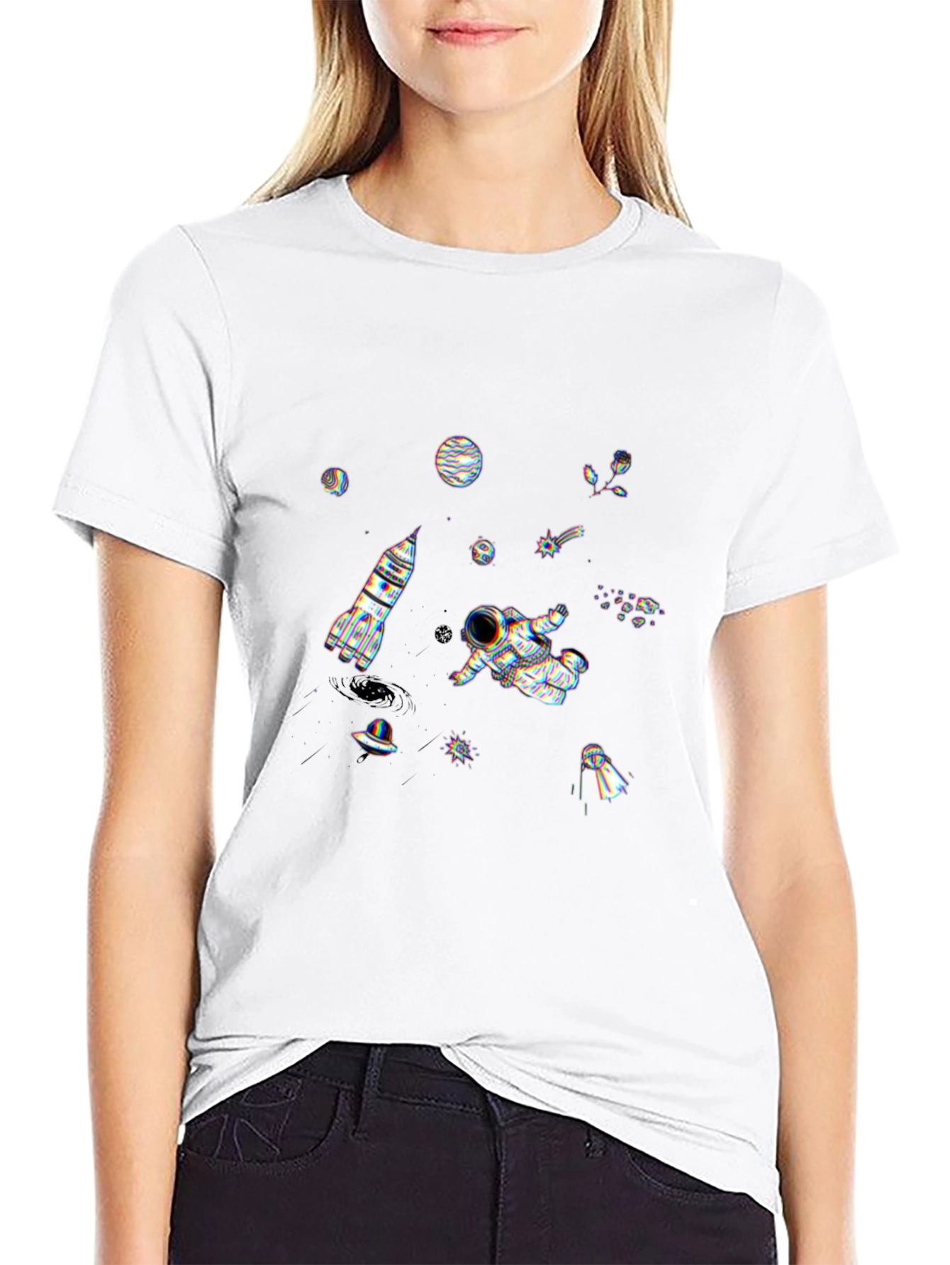 Astronaut Space Graphic T-Shirt - Black