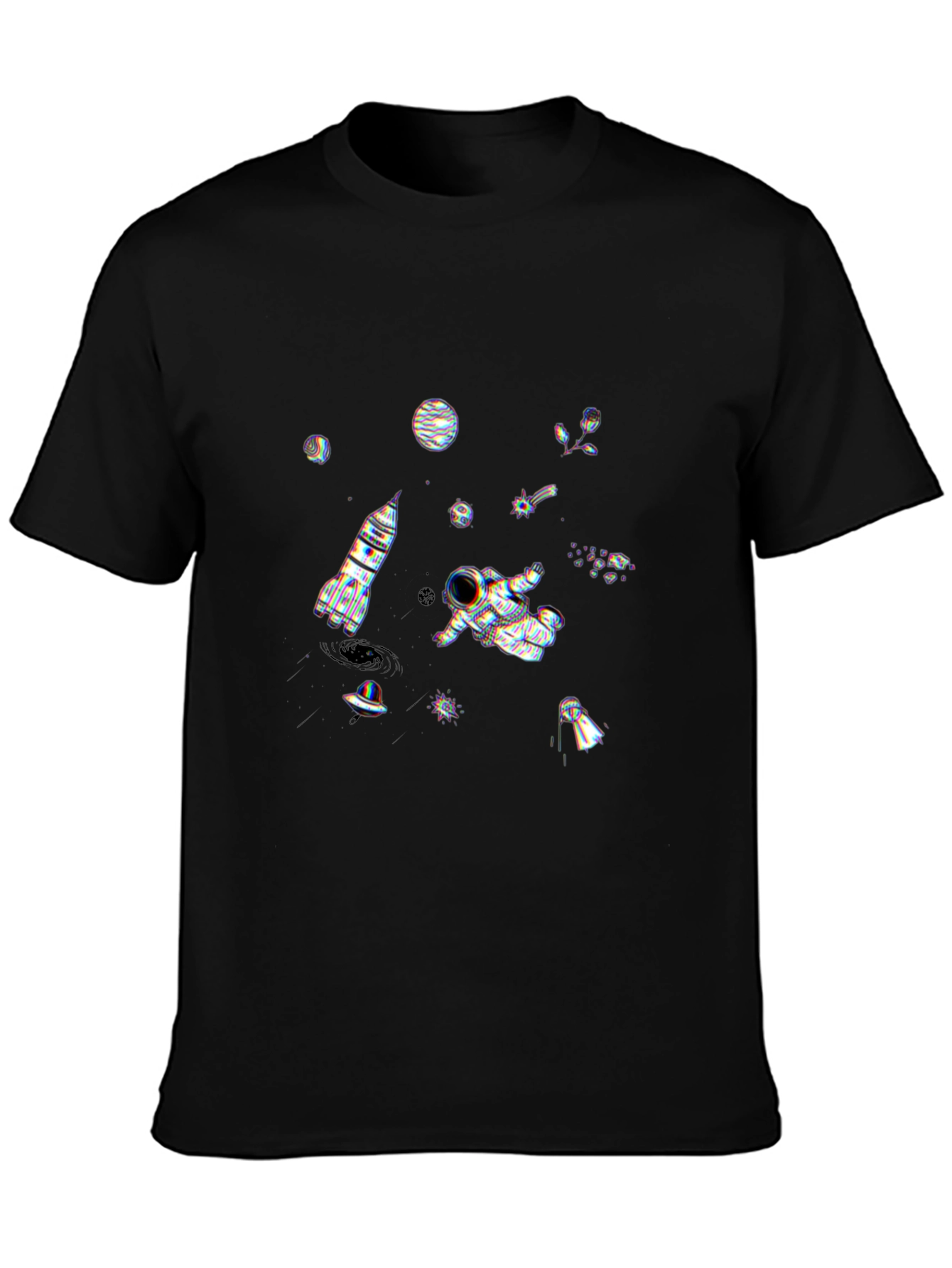 Astronaut Space Graphic T-Shirt - Black