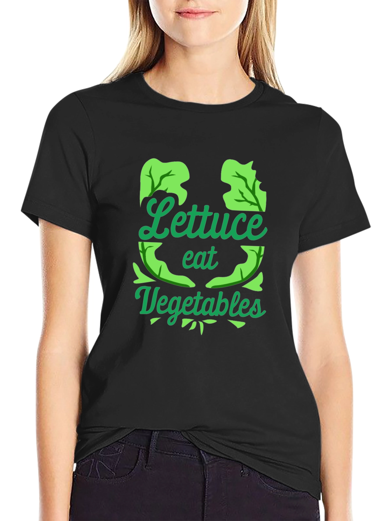 Lettuce Eat Vegetables Black T-Shirt