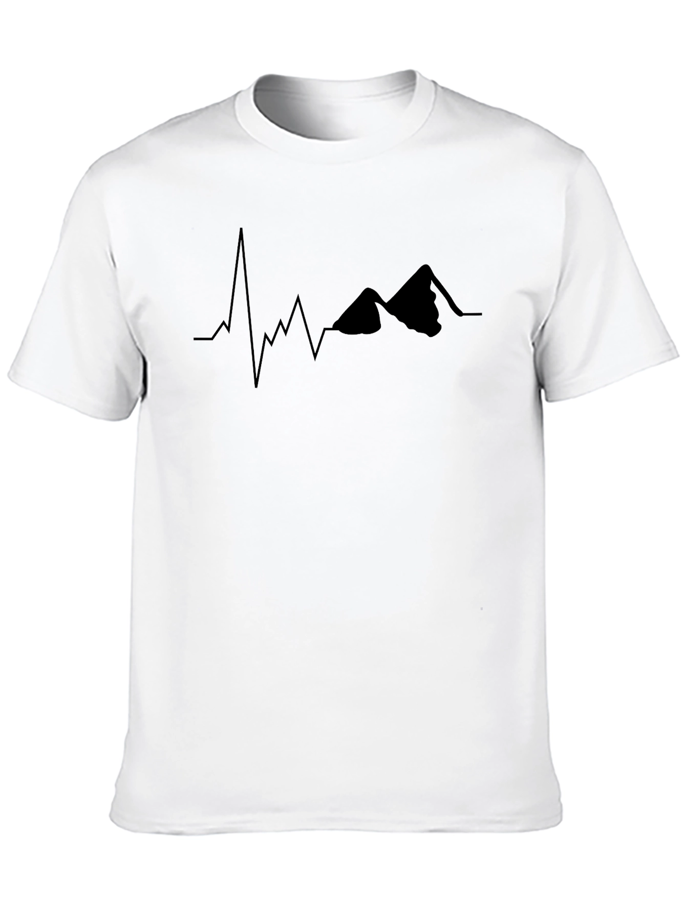 Mountain Heartbeat Graphic Tee - Black Crew Neck
