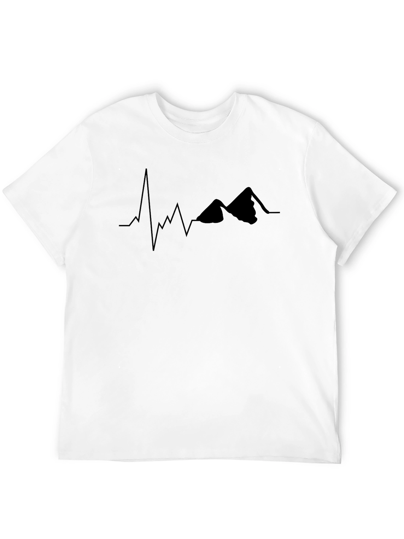 Mountain Heartbeat Graphic Tee - Black Crew Neck