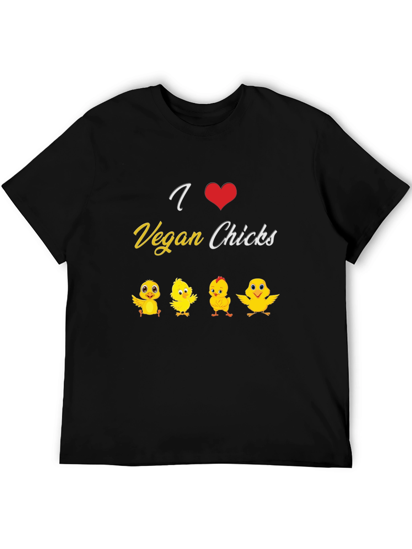 I Love Vegan Chicks T-Shirt - Black Cotton Tee