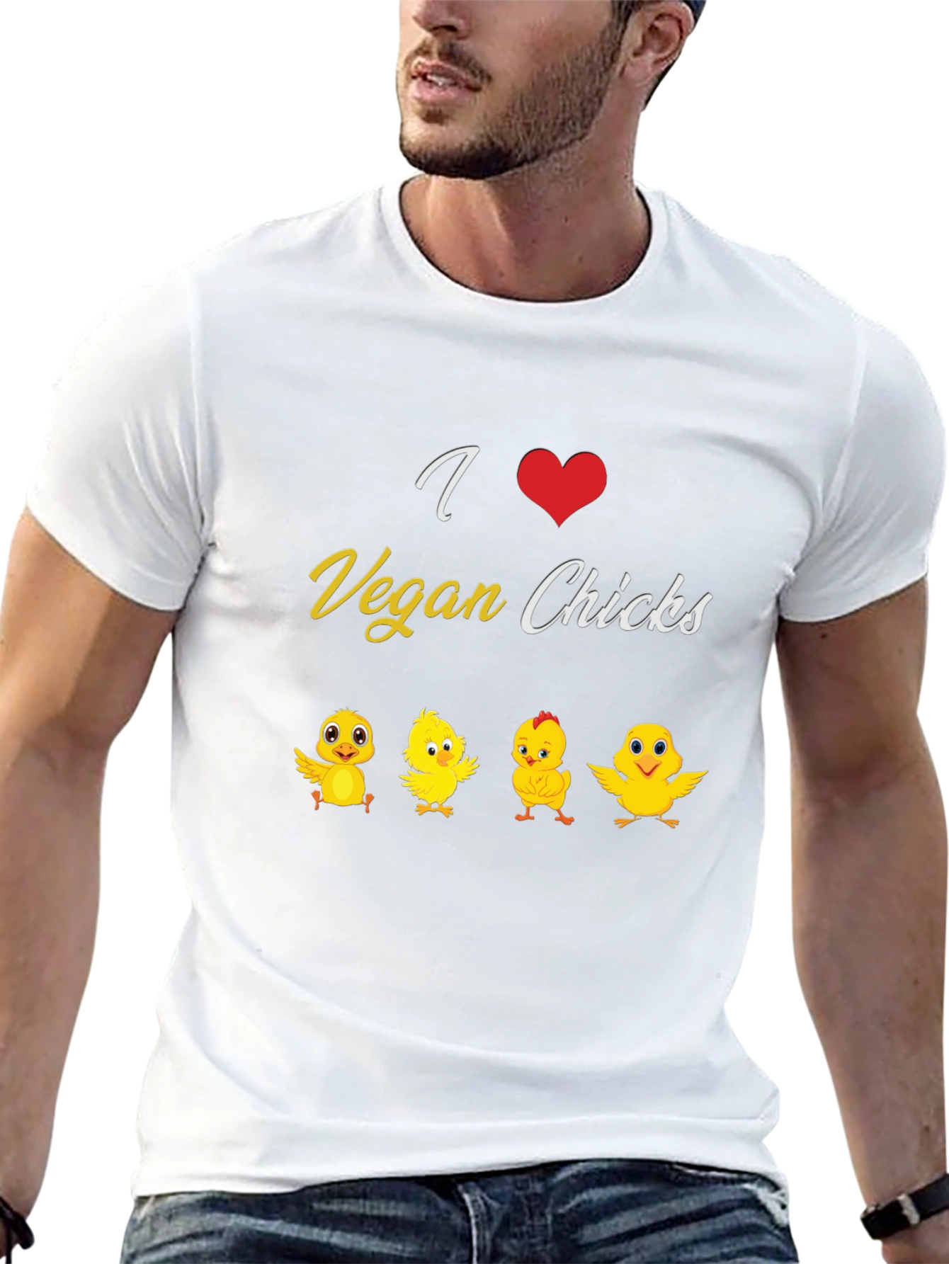 I Love Vegan Chicks T-Shirt - Black Cotton Tee