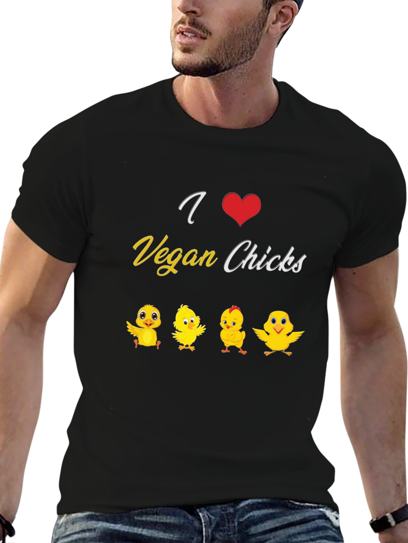 I Love Vegan Chicks T-Shirt - Black Cotton Tee