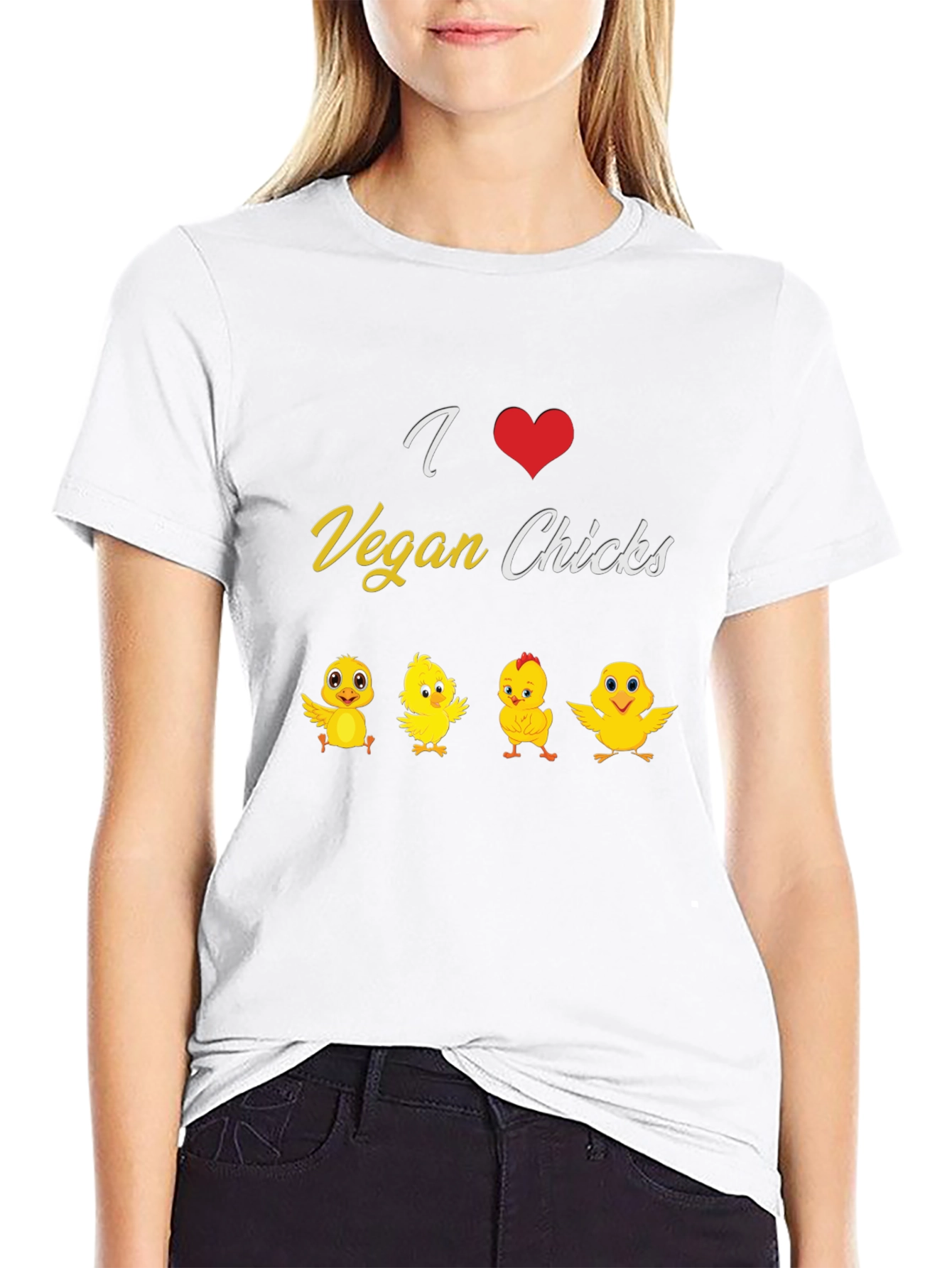 I Love Vegan Chicks T-Shirt - Black Cotton Tee