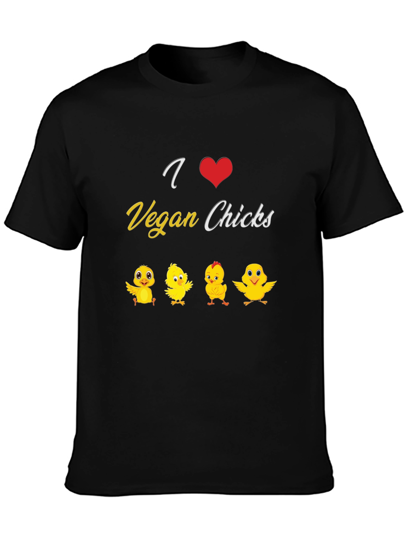 I Love Vegan Chicks T-Shirt - Black Cotton Tee