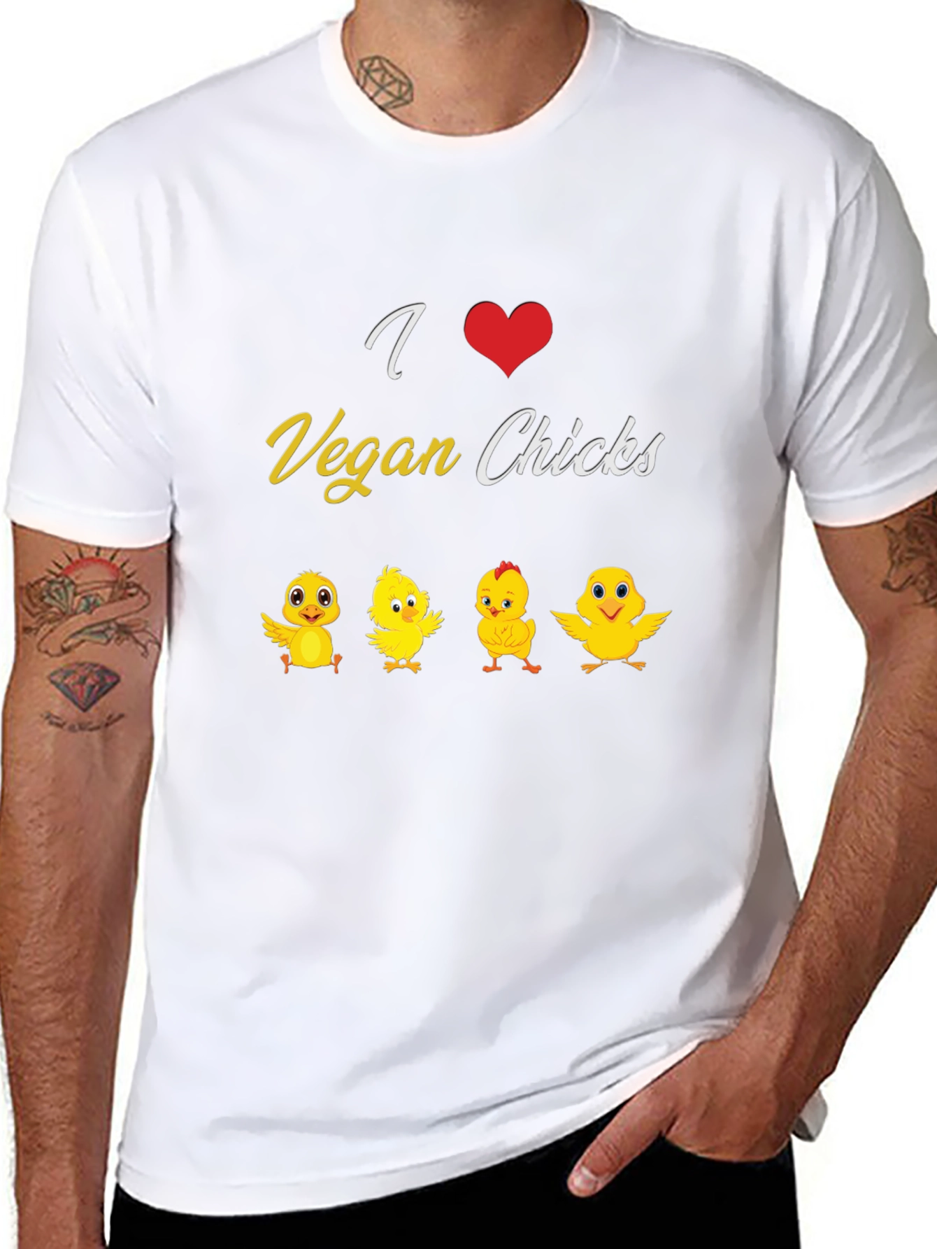 I Love Vegan Chicks T-Shirt - Black Cotton Tee