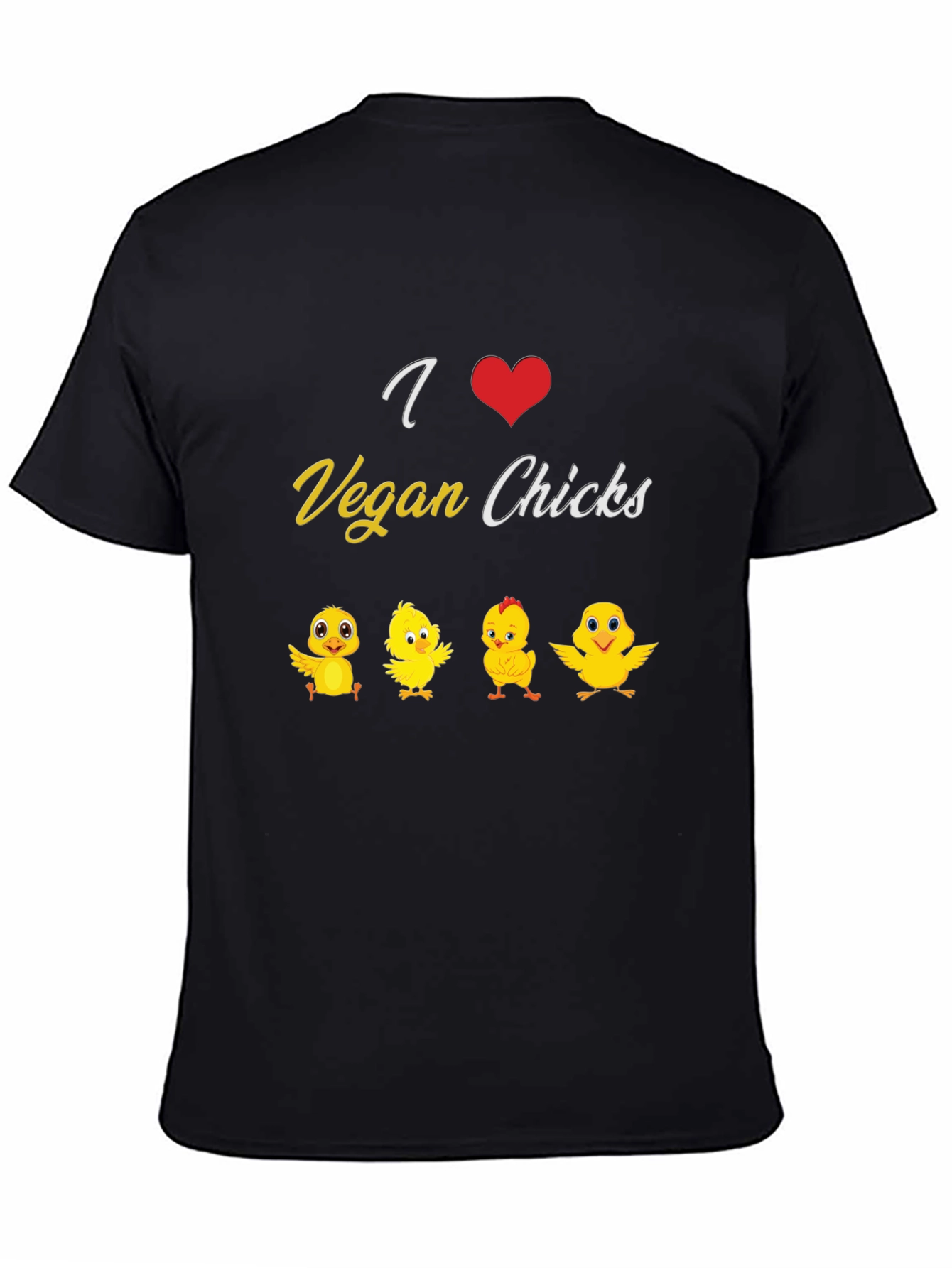 I Love Vegan Chicks T-Shirt - Black Cotton Tee