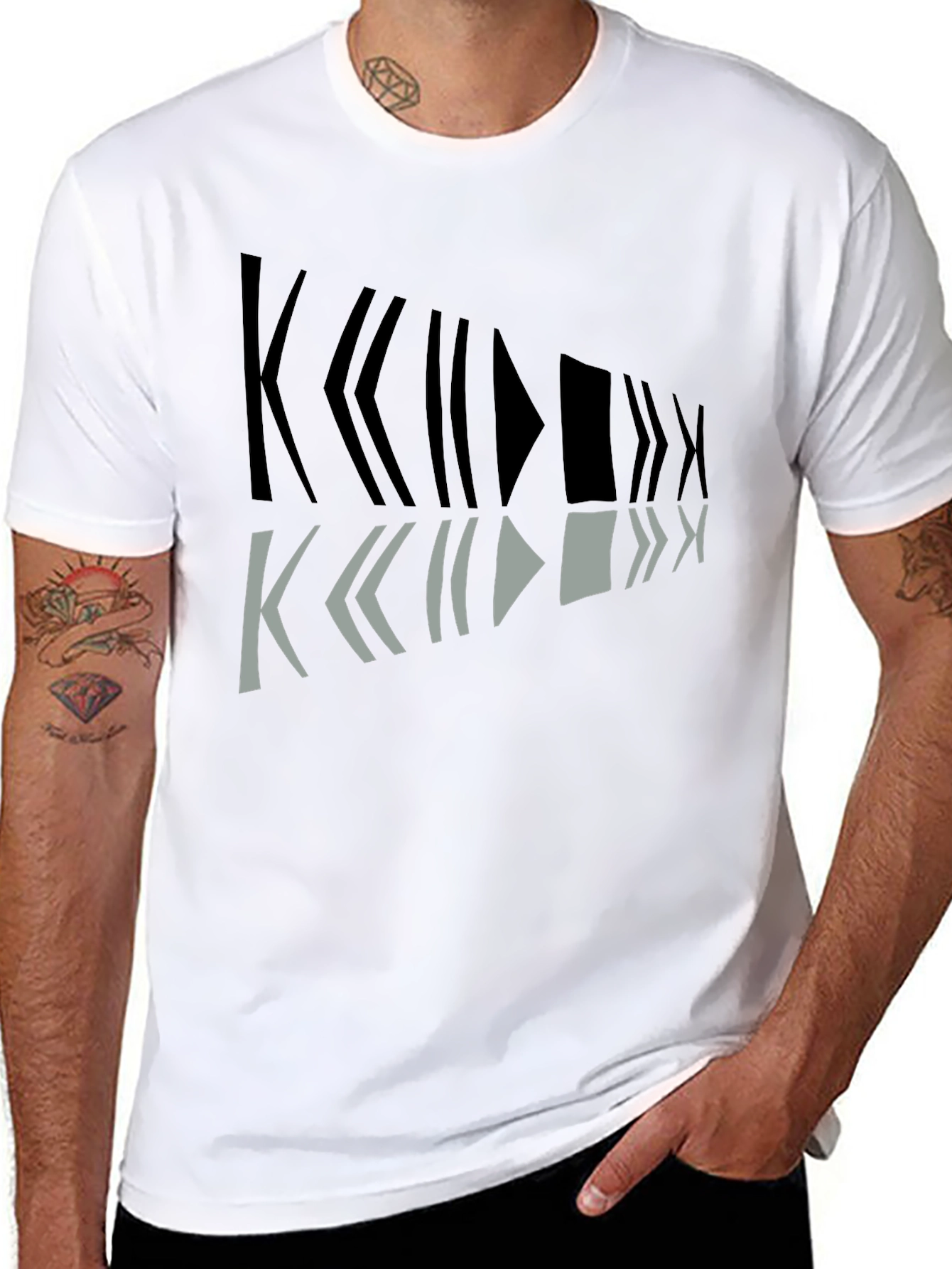 Geometric Graphic Print Mens Black T-Shirt